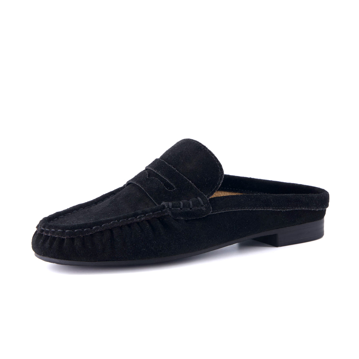 Heritage Suede Loafer Mules Black Medium