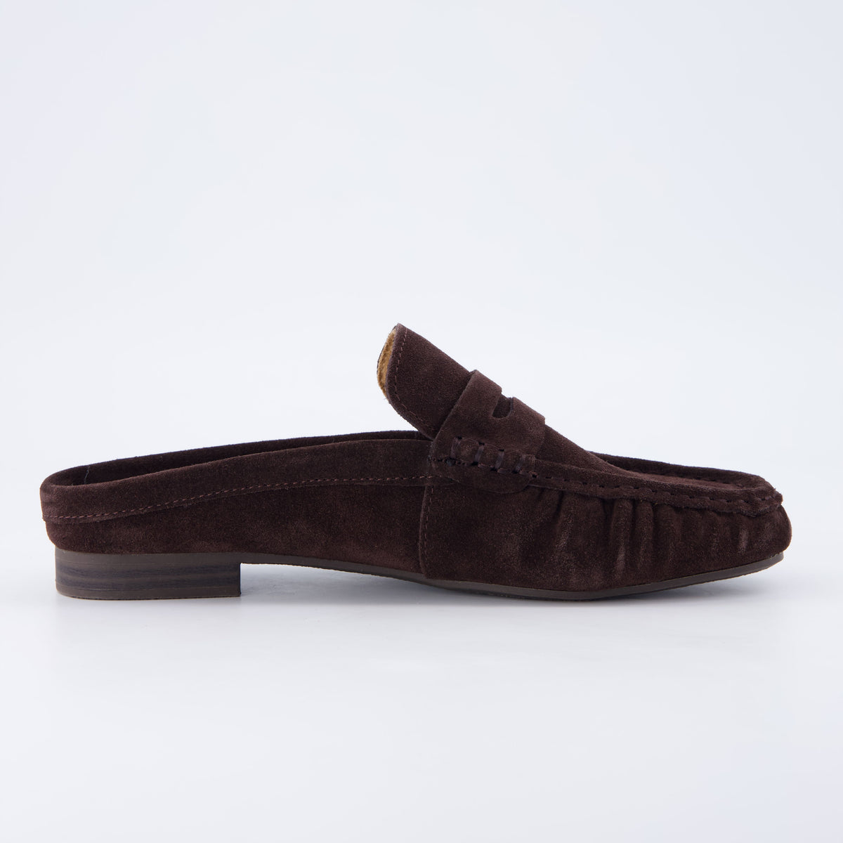 Heritage Suede Loafer Mules Chocolate Medium