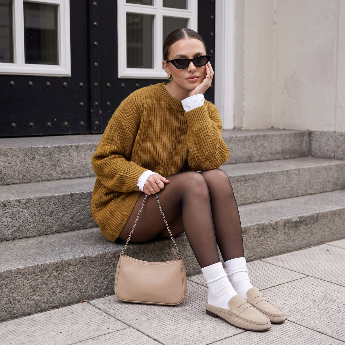Heritage Suede Loafer Mules Sand Medium