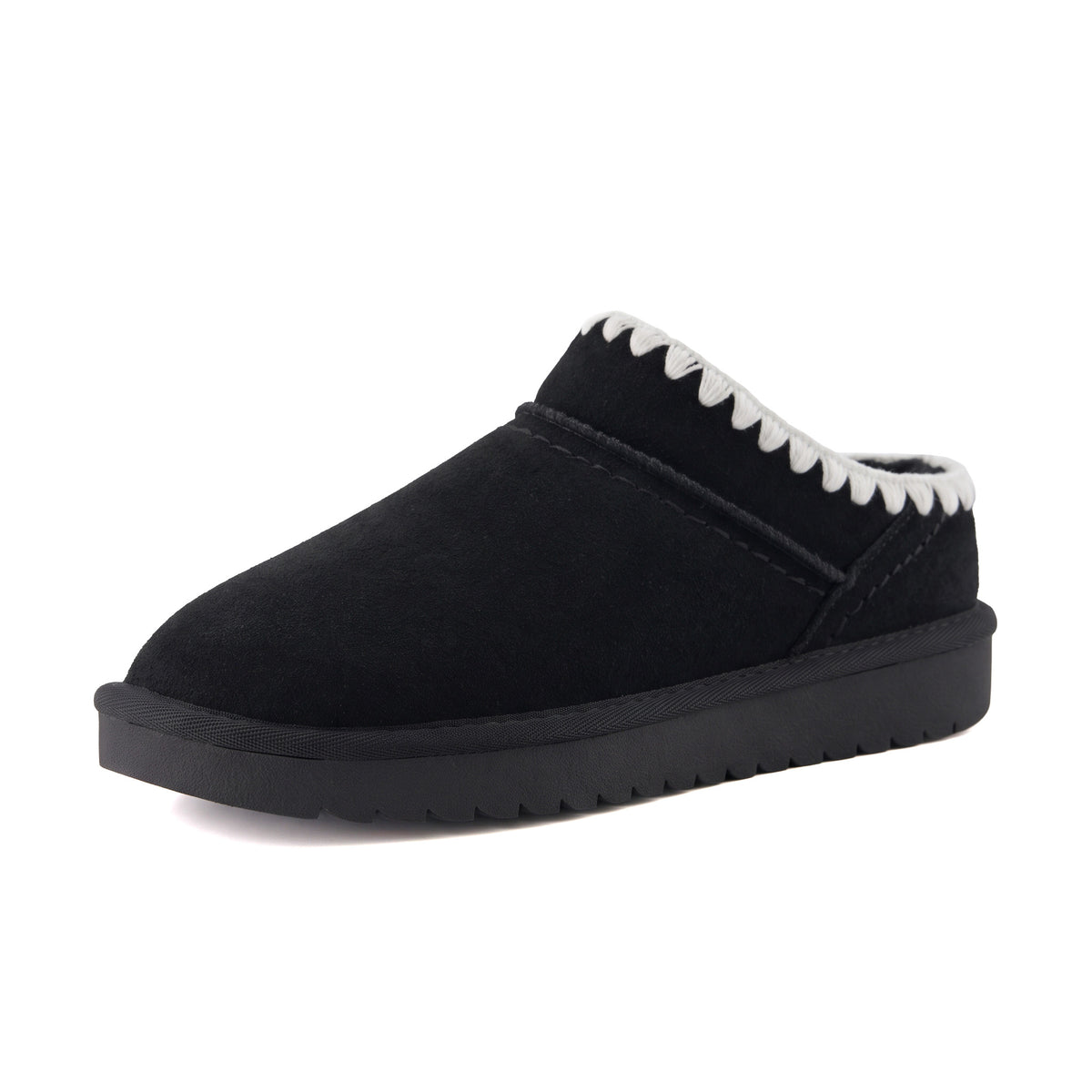 Hilo 3 Leather Kids Slippers Black Embroidered Medium