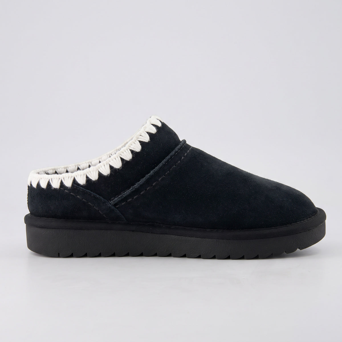 Hilo 3 Leather Kids Slippers Black Embroidered Medium