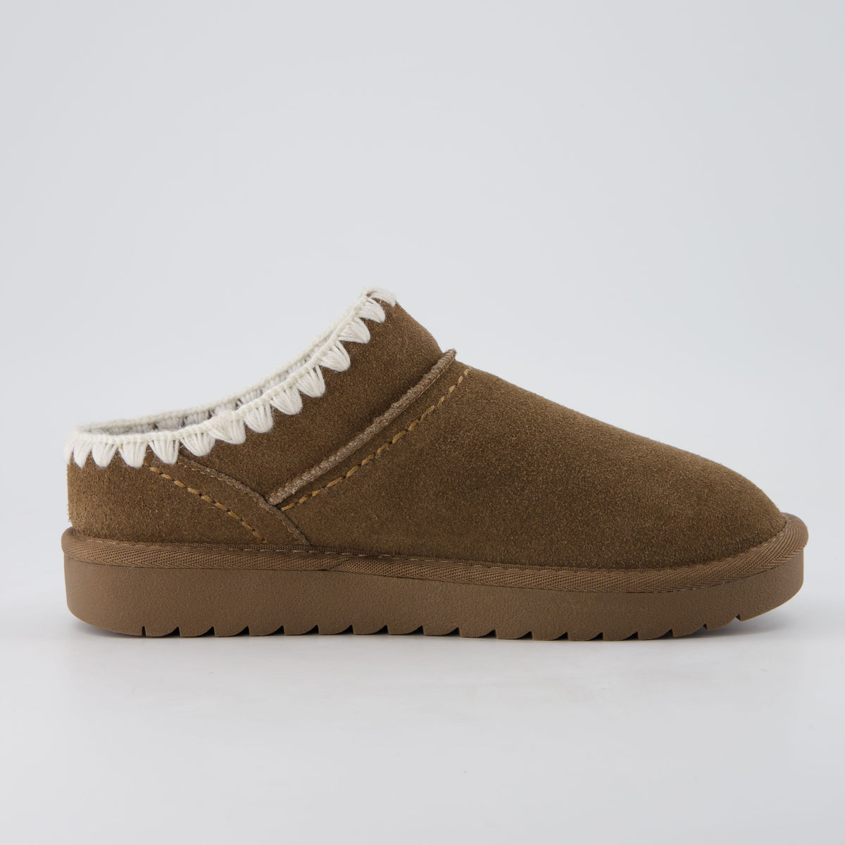 Hilo 3 Leather Kids Slippers Brown Embroidered Medium