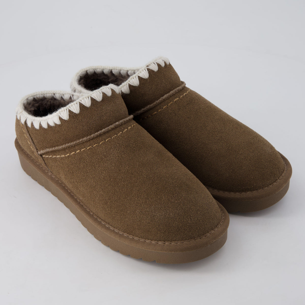 Hilo 3 Leather Kids Slippers Brown Embroidered Medium