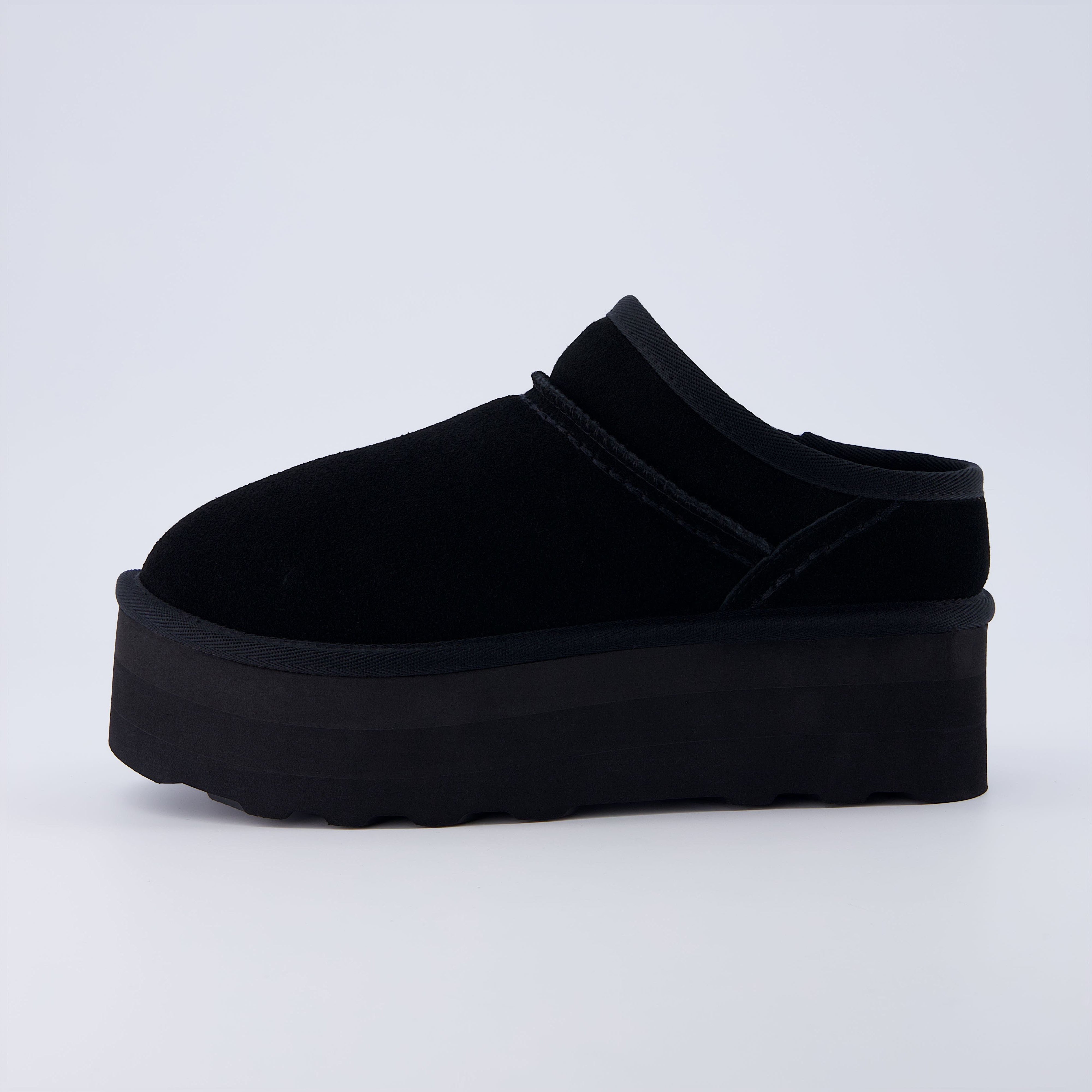 Huggy Cozy Platform Mule Black