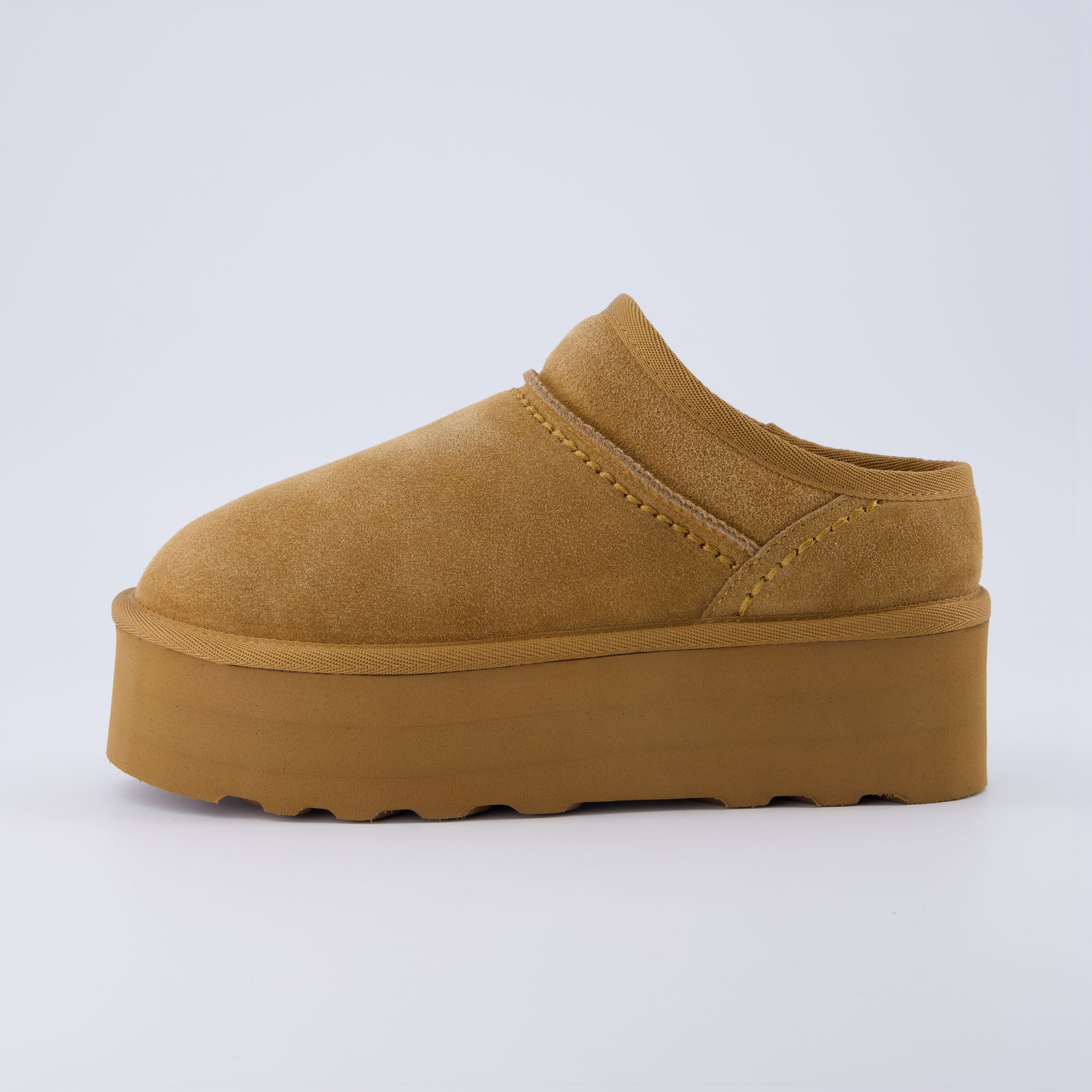 Huggy Cozy Platform Mule Chestnut