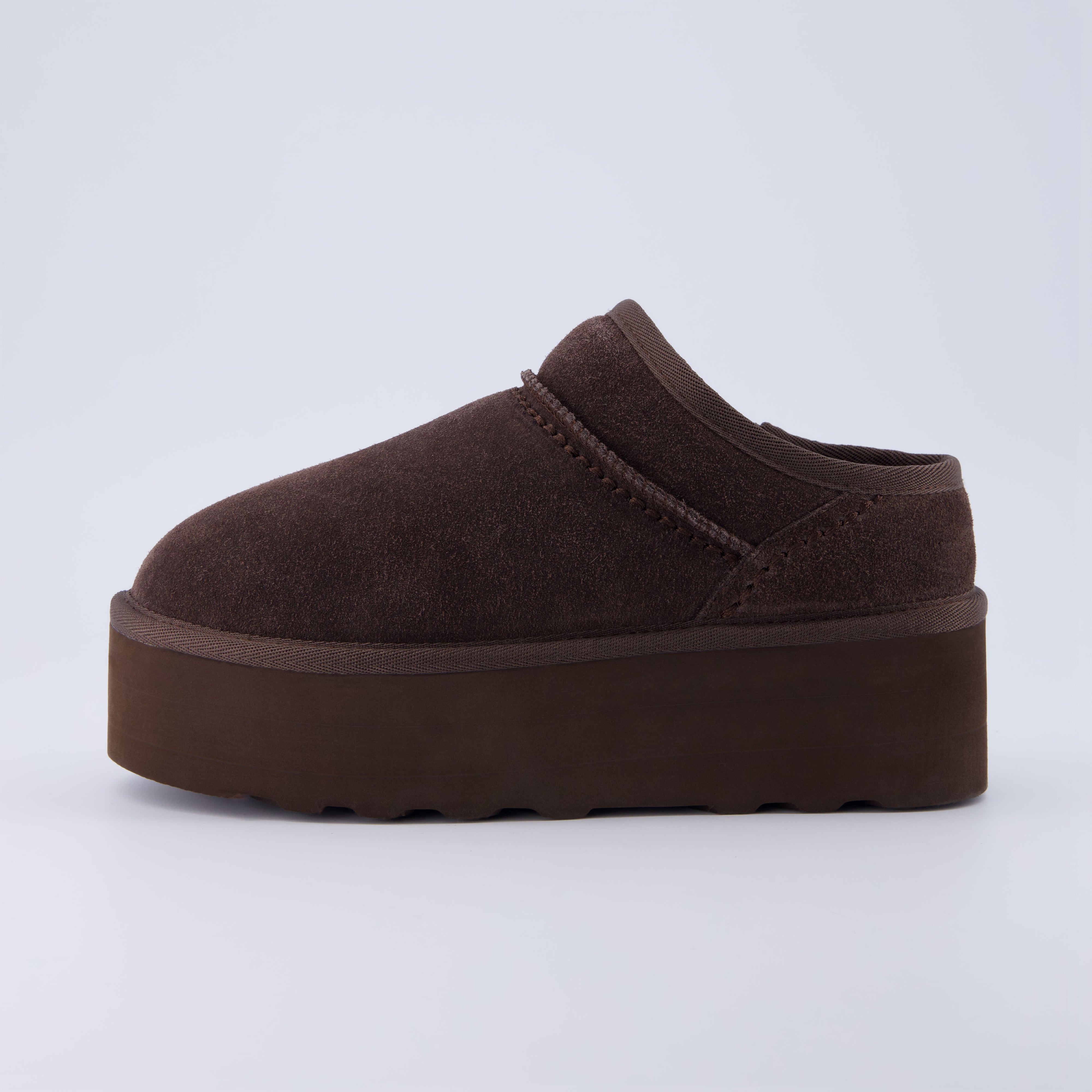 Huggy Cozy Platform Mule Chocolate