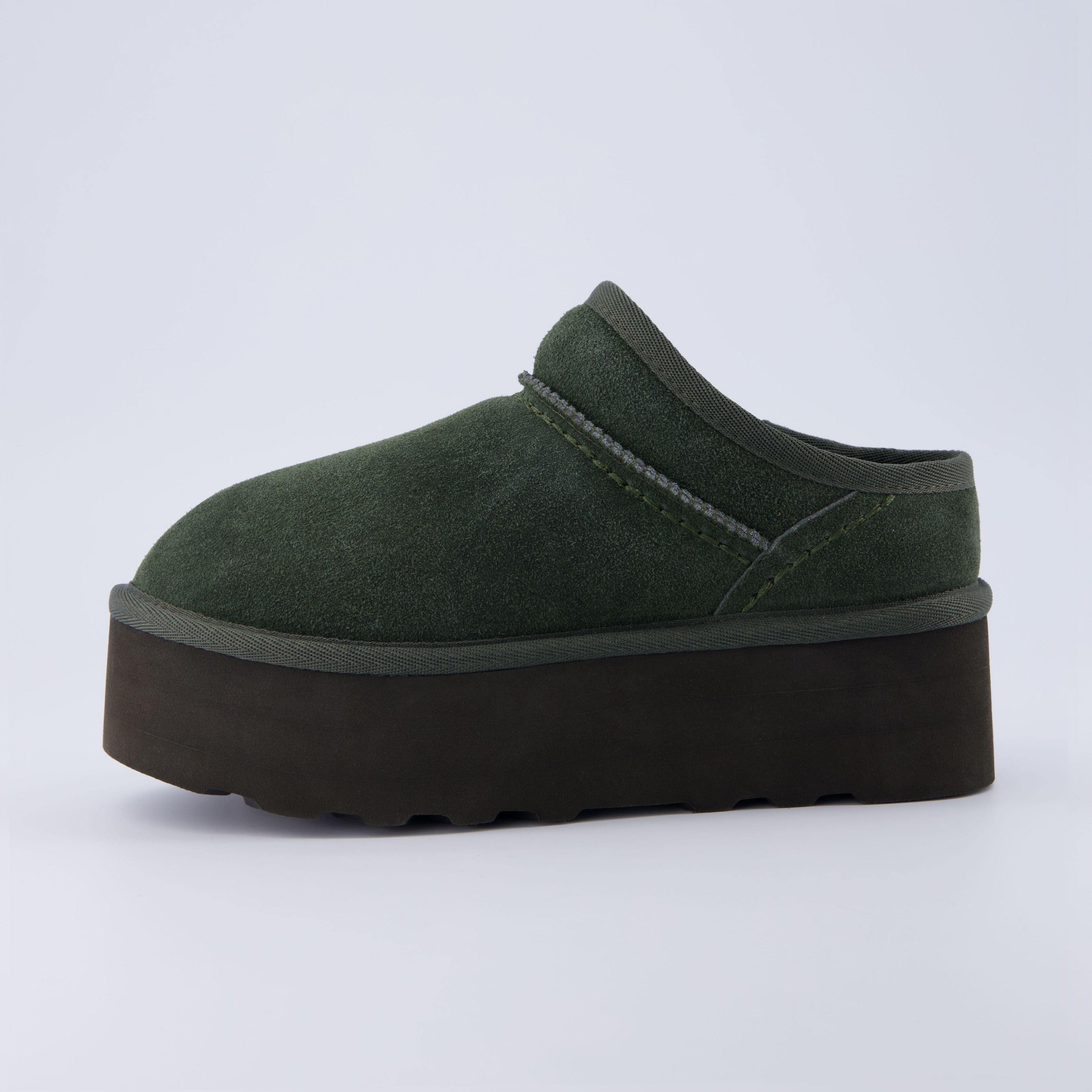 Huggy Cozy Platform Mule Forest Green