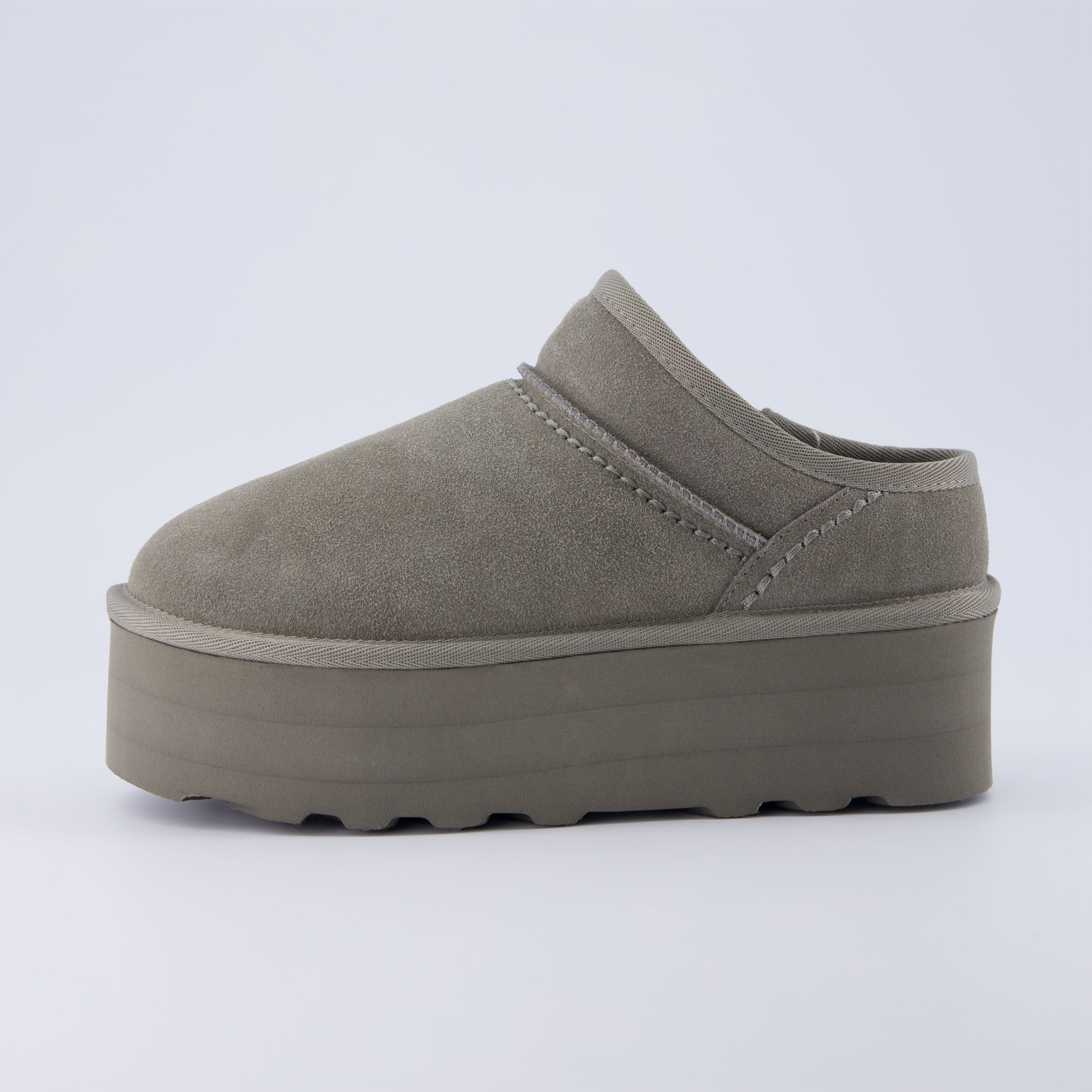 Huggy Cozy Platform Mule Grey