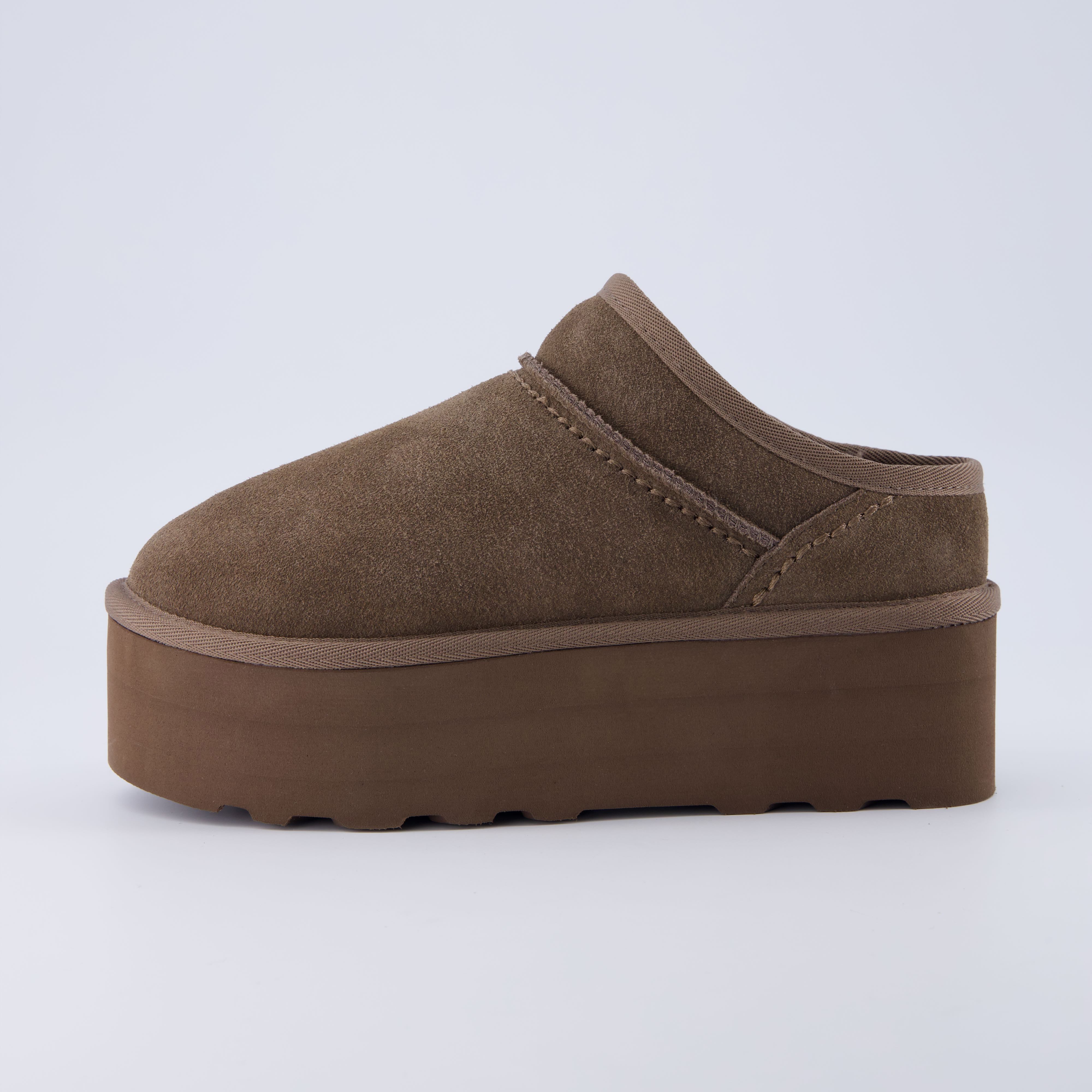 Huggy Cozy Platform Mule Taupe