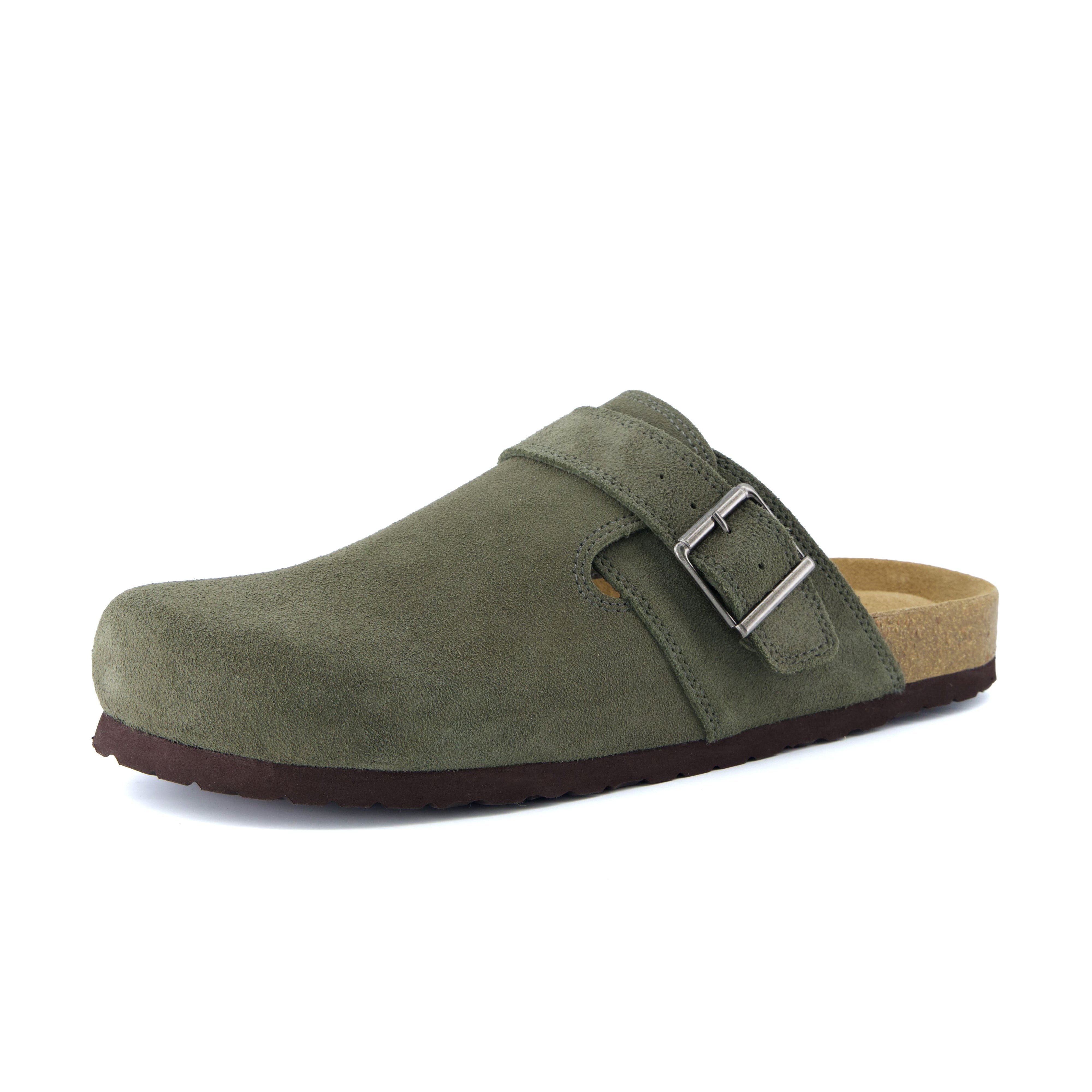 Hugo Genuine Suede Clogs Olive Medium
