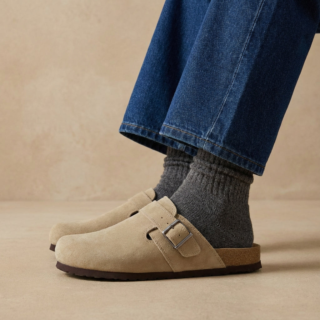 Hugo Genuine Suede Clogs Taupe Medium