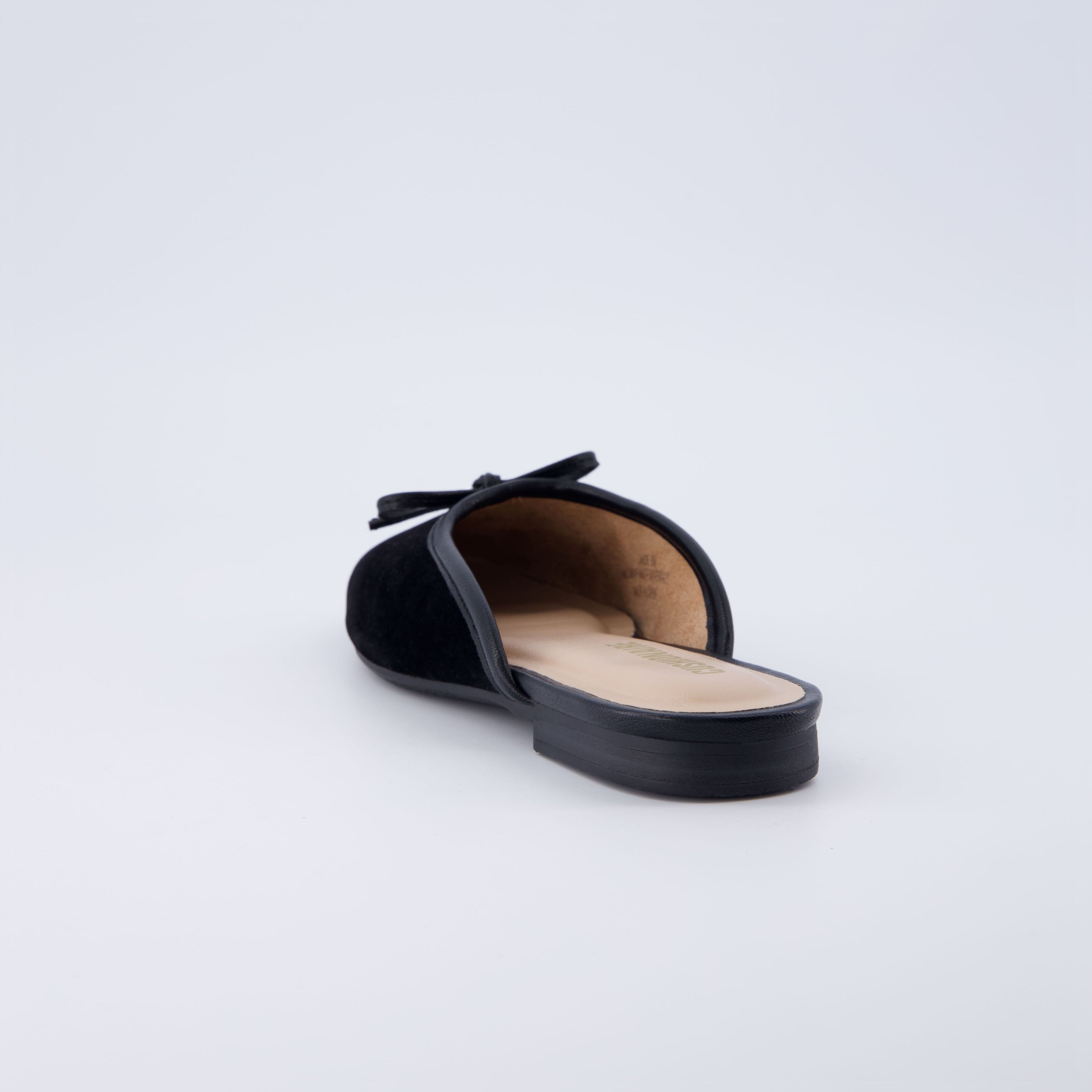 Jade Velvet Ballet Mule Black