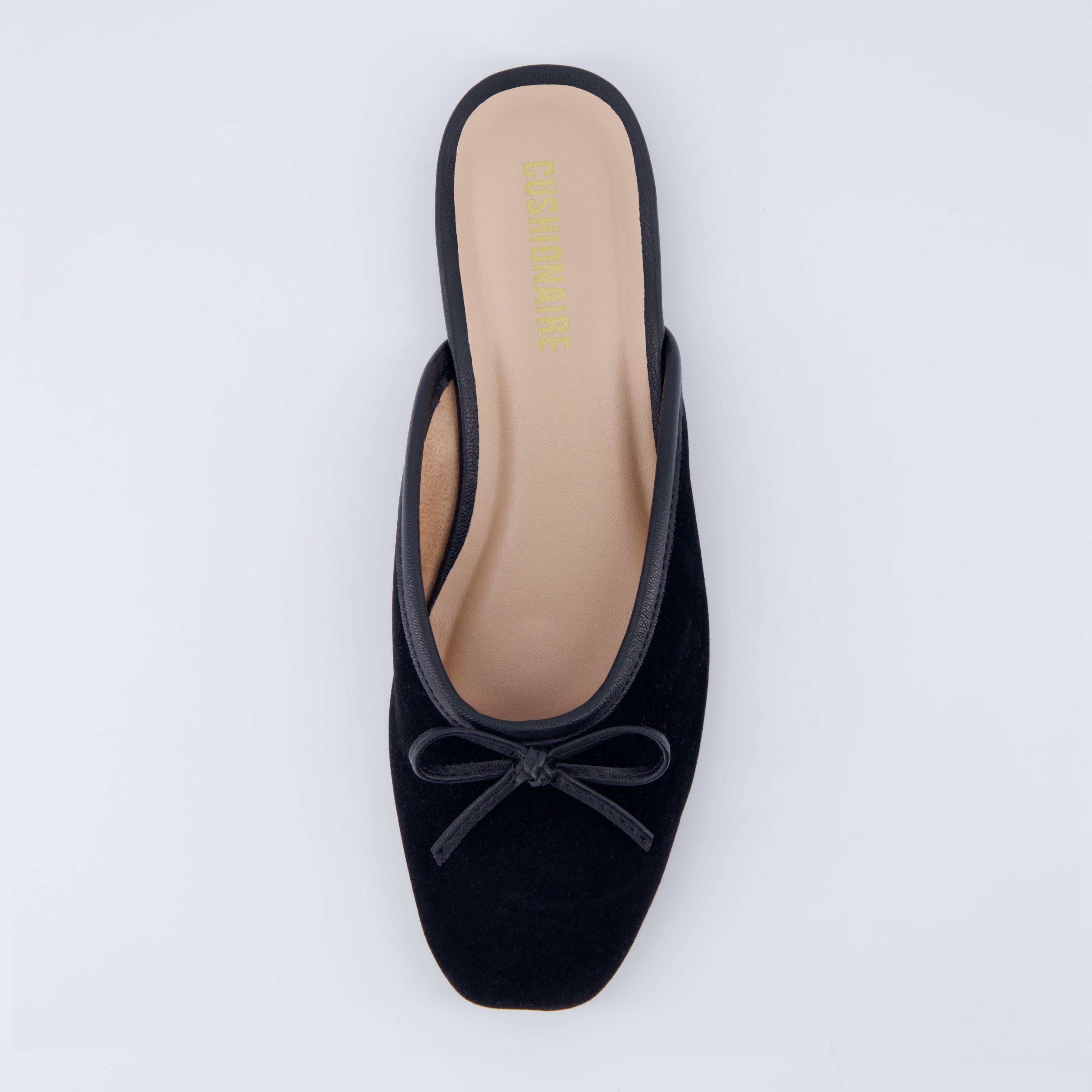 Jade Velvet Ballet Mule Black