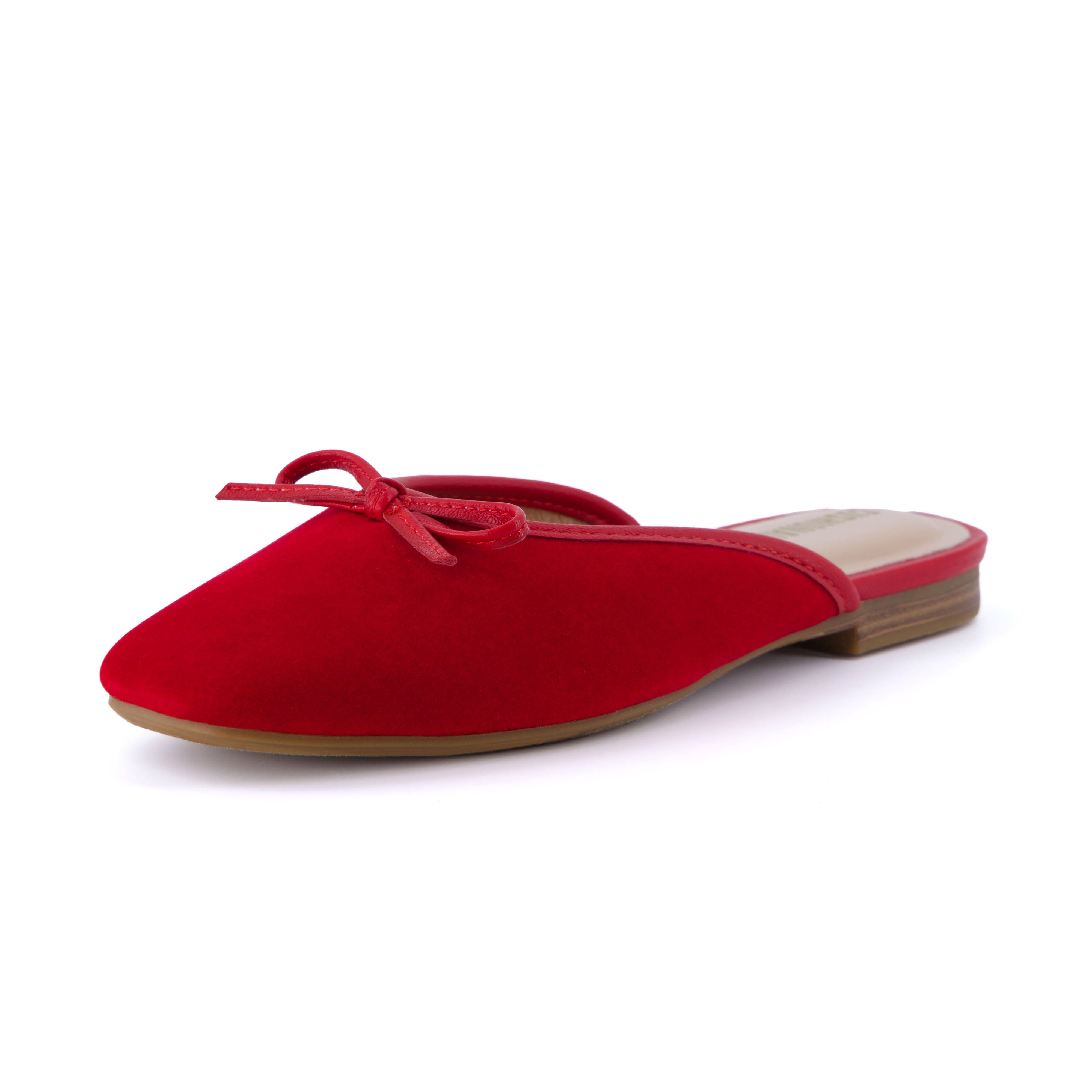 Jade Velvet Ballet Mule Red