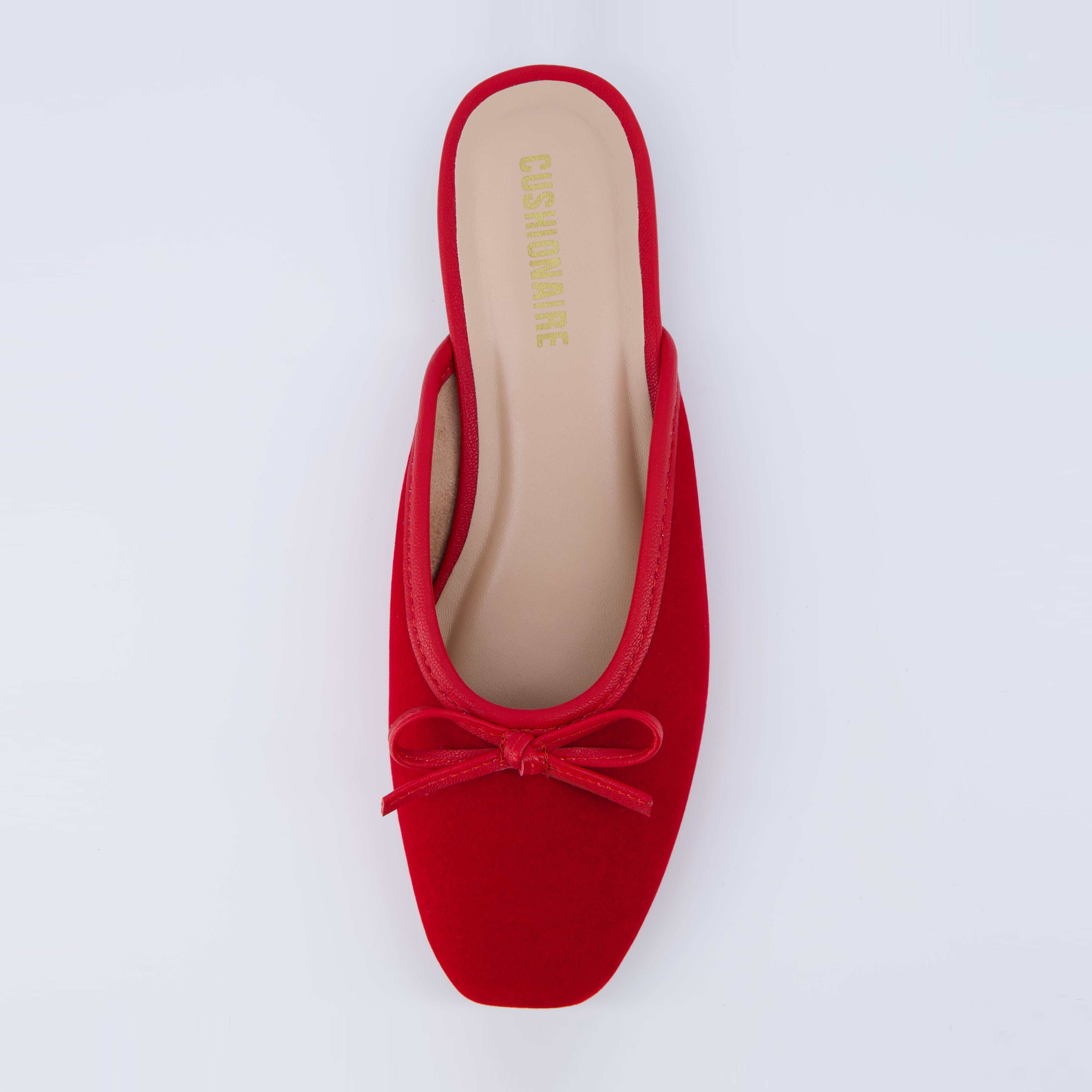 Jade Velvet Ballet Mule Red