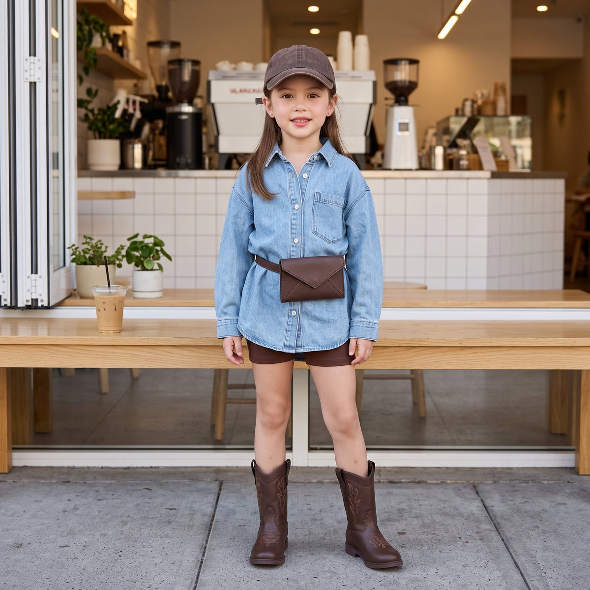 Jane Kids Western Cowboy Boots Brown Medium