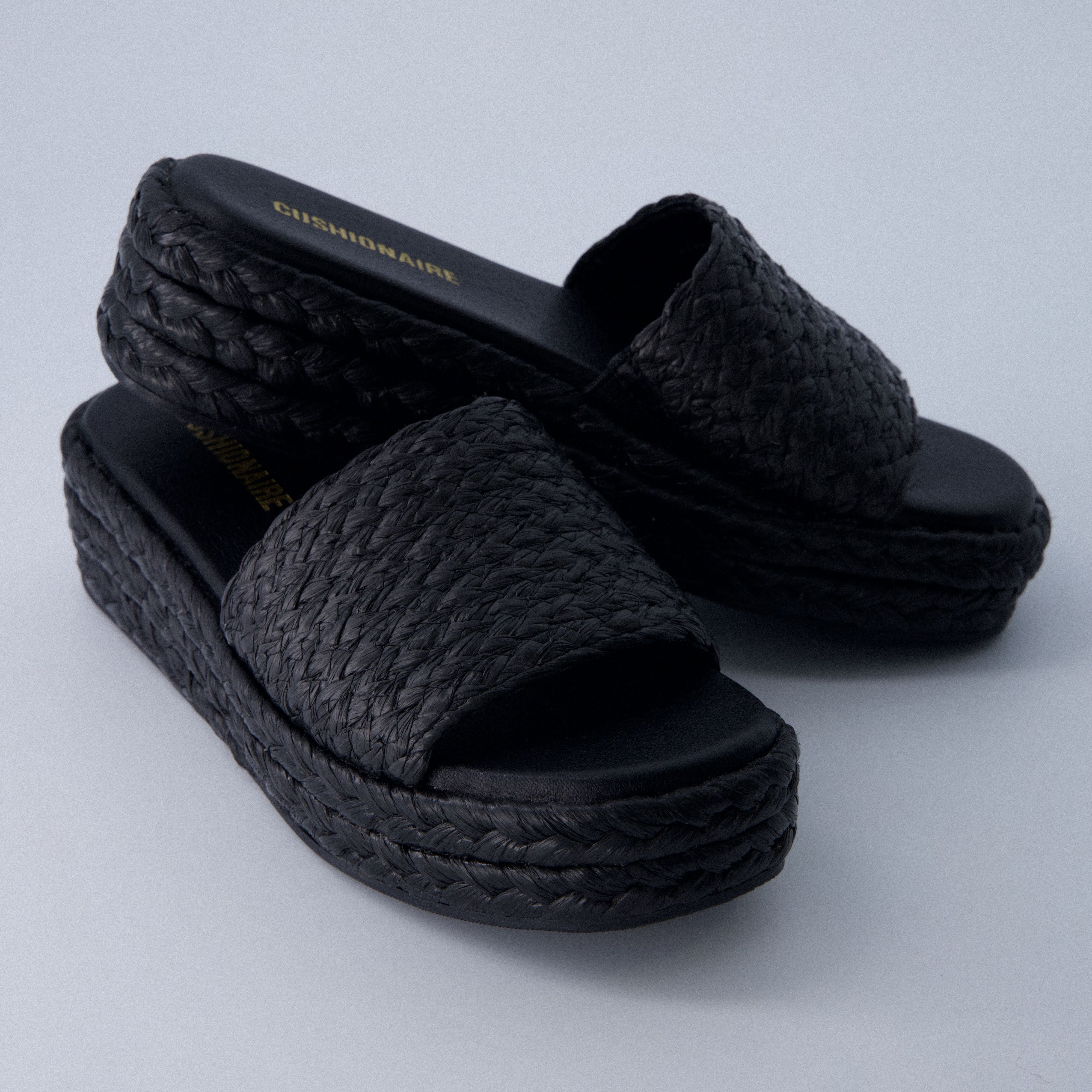 Kudos Platform Sandal Black Raffia