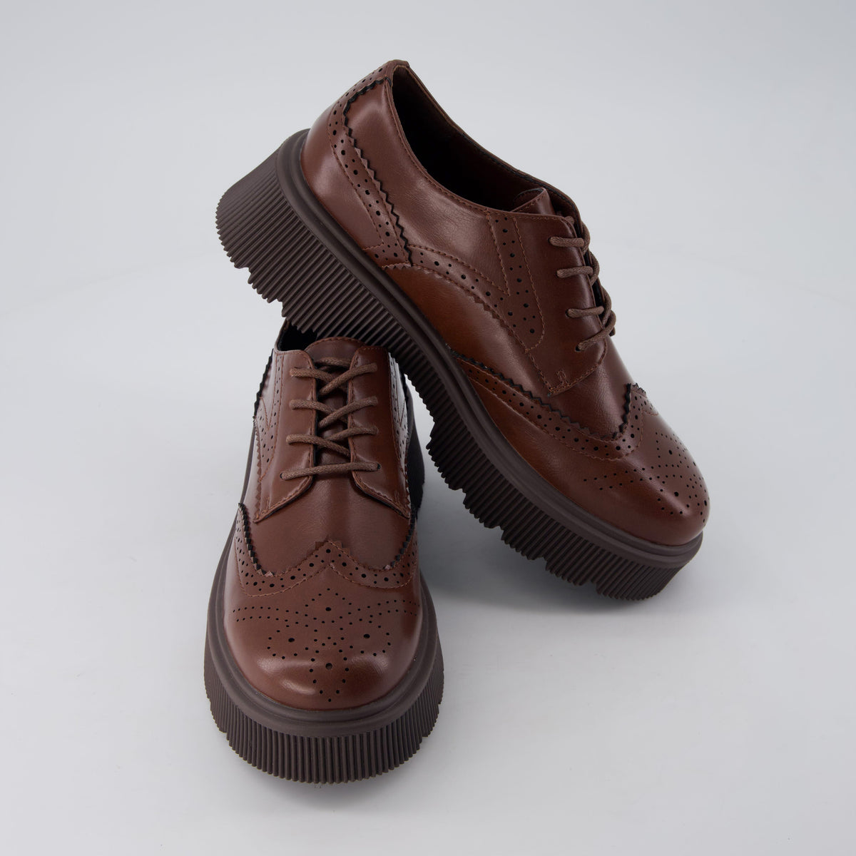 Landau Platform Oxford Dress Shoes Brown Medium
