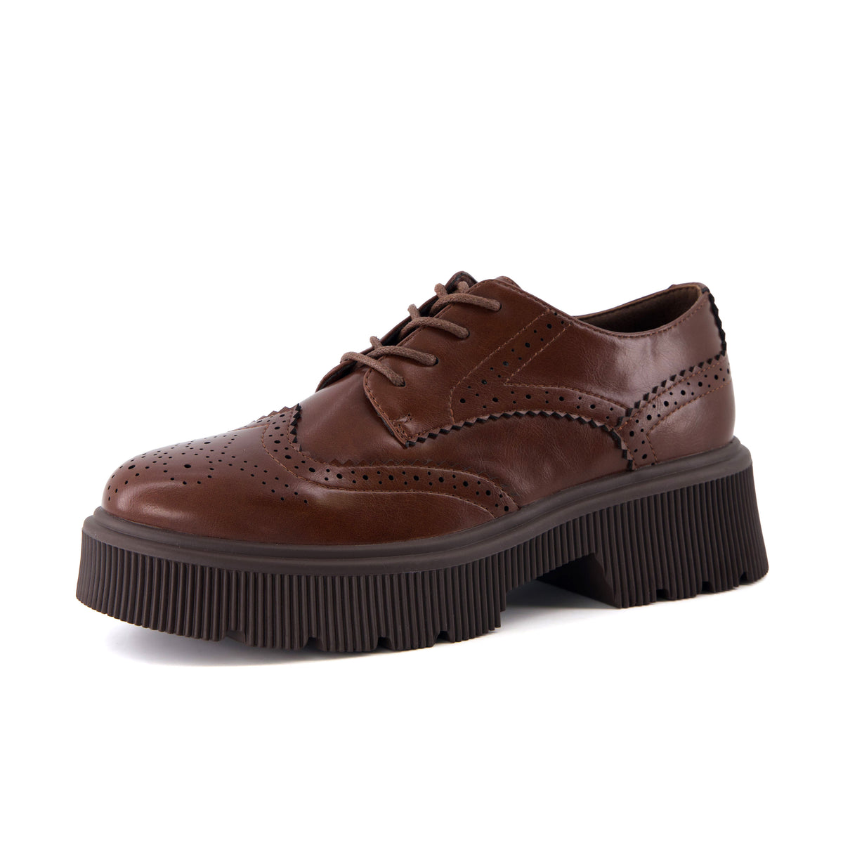 Landau Platform Oxford Dress Shoes Brown Medium