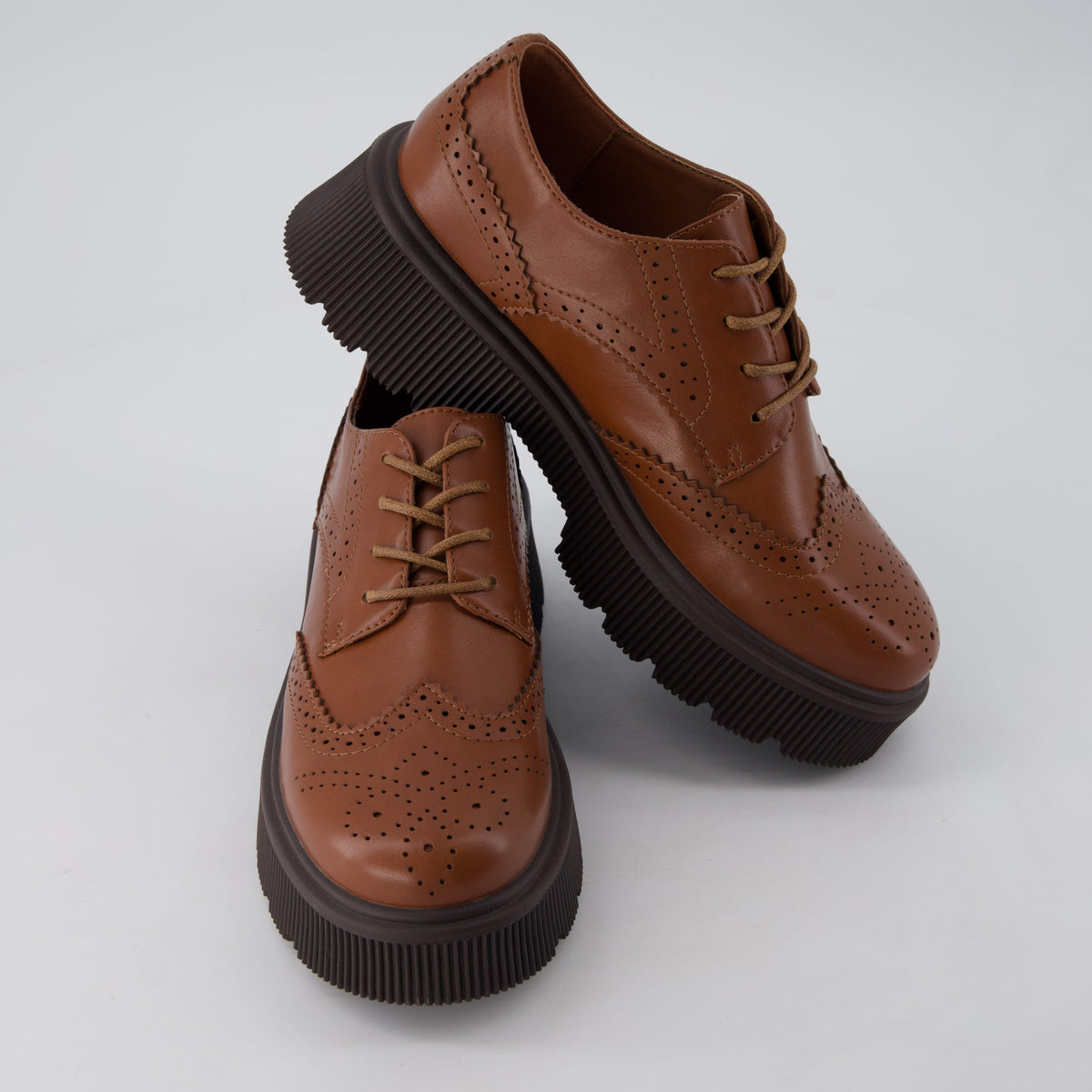 Landau Platform Oxford Dress Shoes Whiskey Medium