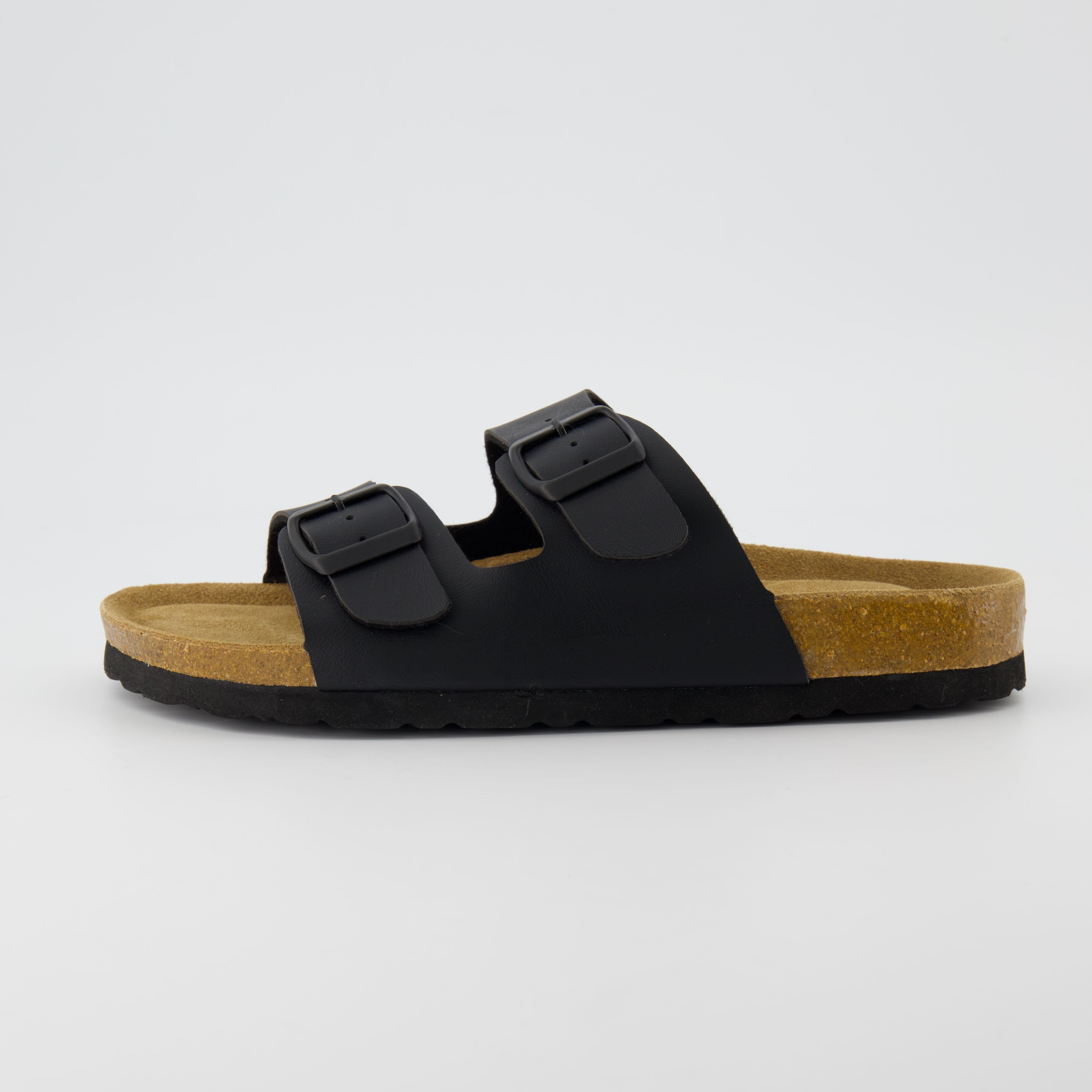 Lane Cork Footbed Sandal Black Nappa