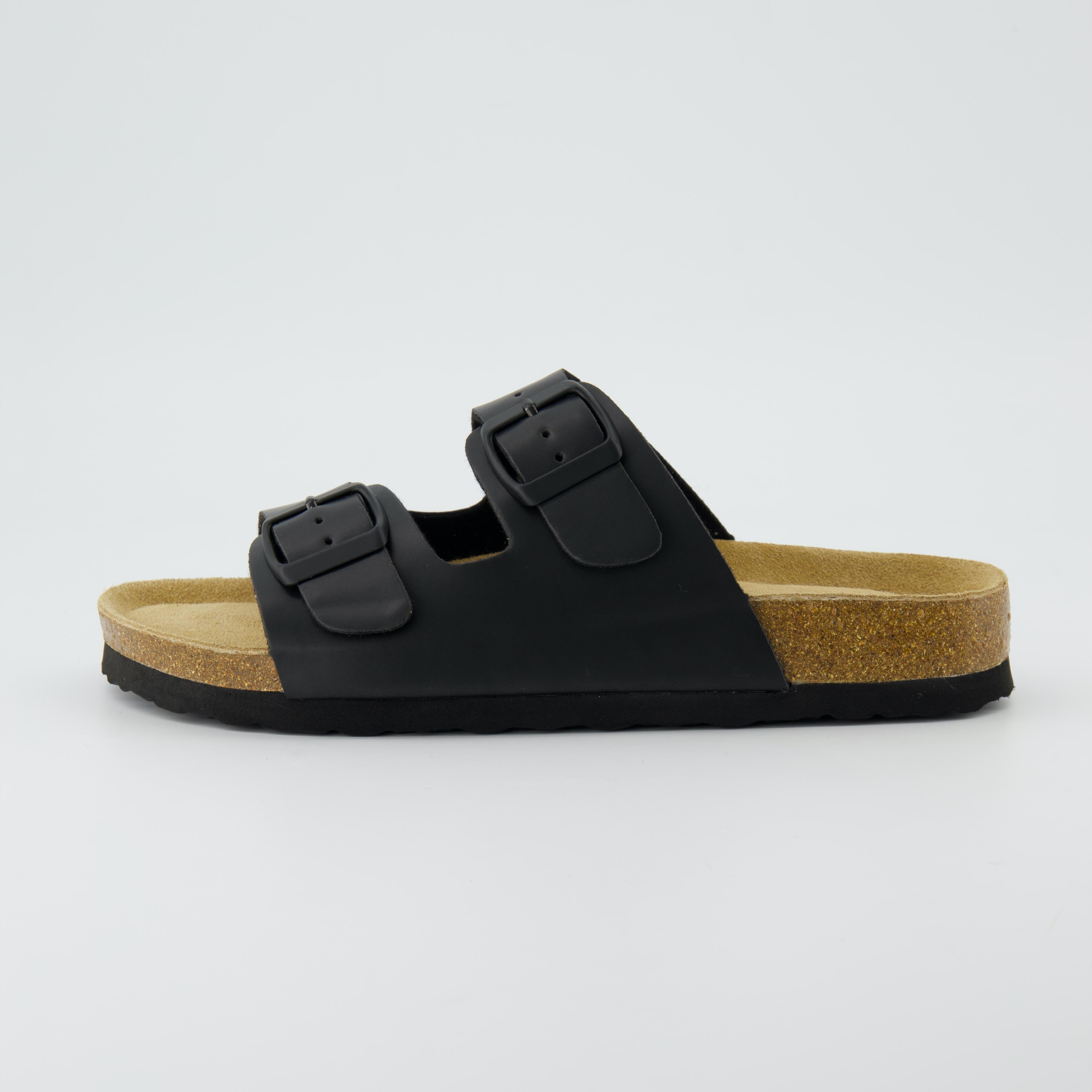 Lane Cork Footbed Sandal Black Oily