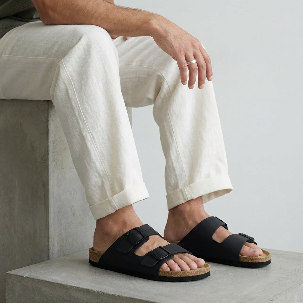 Lane Men's Cork Footbed Sandal Black Medium