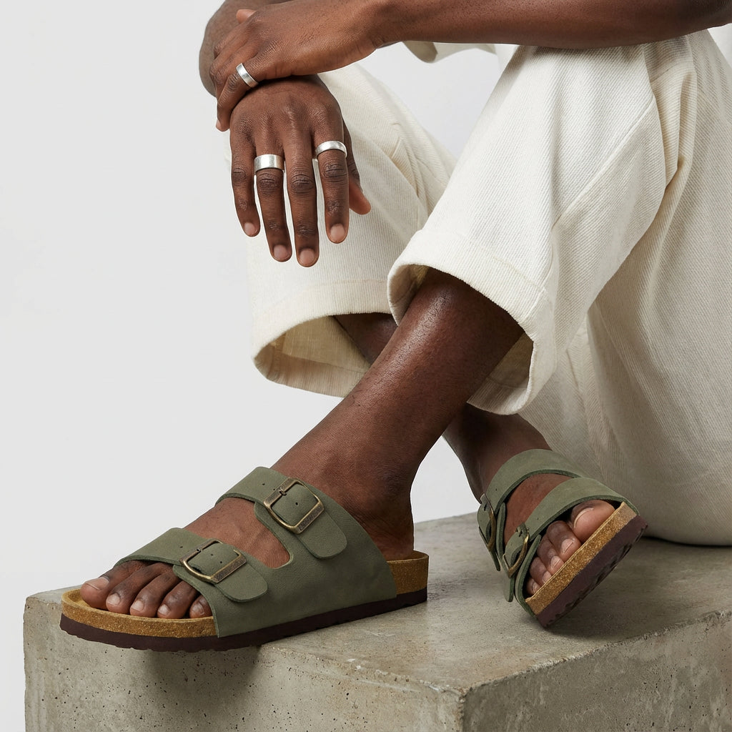 Lane Men's Cork Footbed Sandal Olive Medium