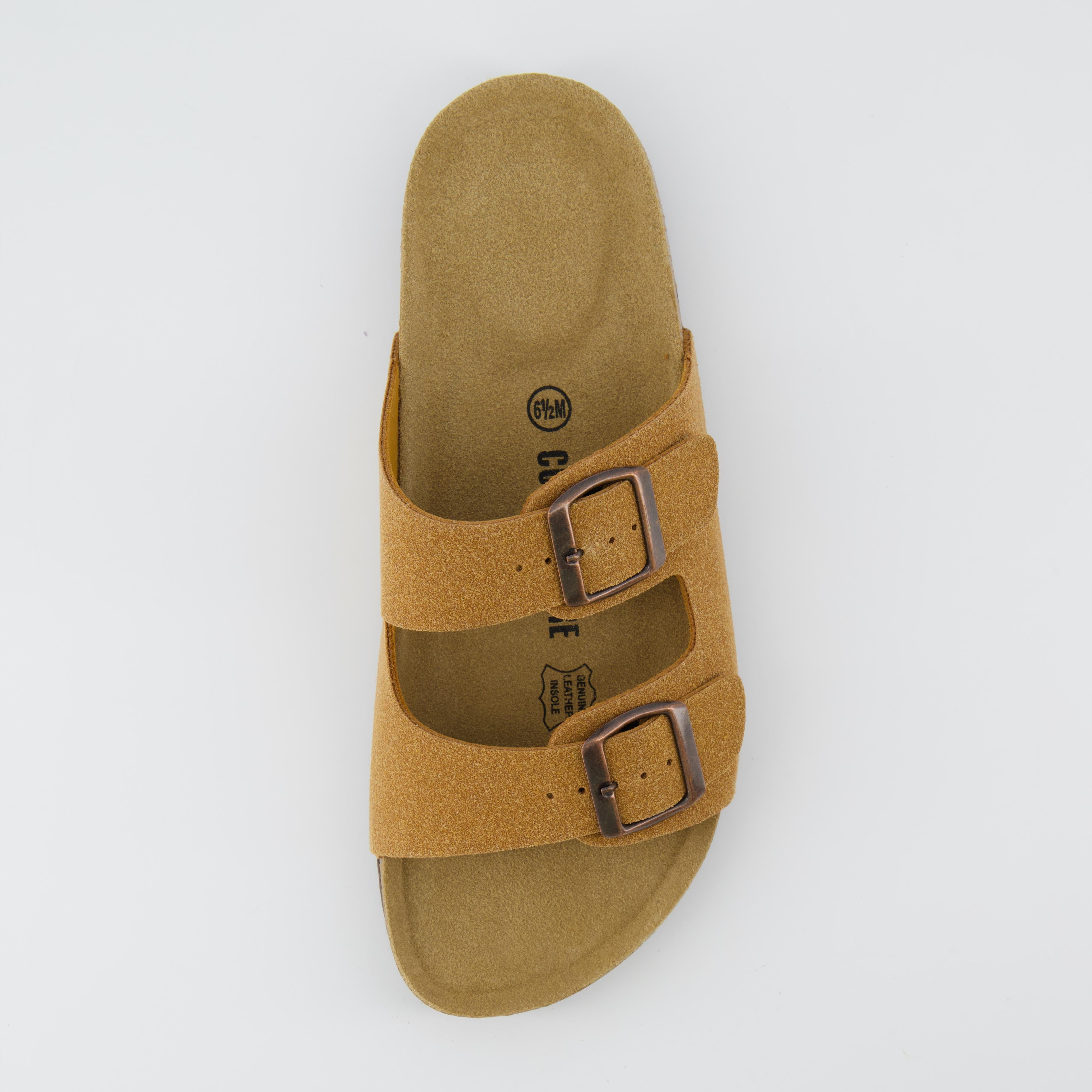 Lane Cork Footbed Sandal Suedes Tan Suede