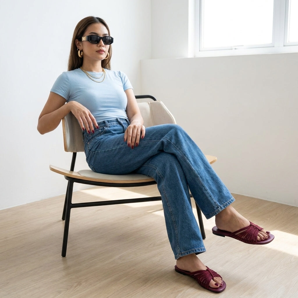 Lanky Strappy Sandals Burgundy Medium