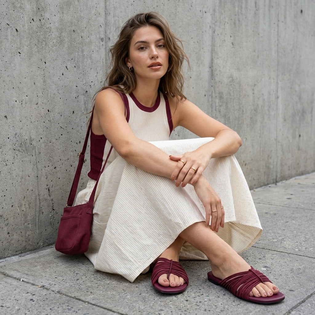 Lanky Strappy Sandals Burgundy Medium