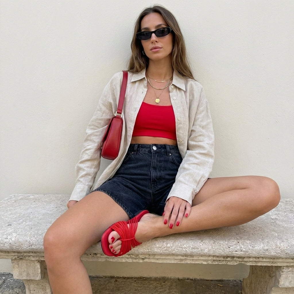 Lanky Strappy Sandals Red Medium
