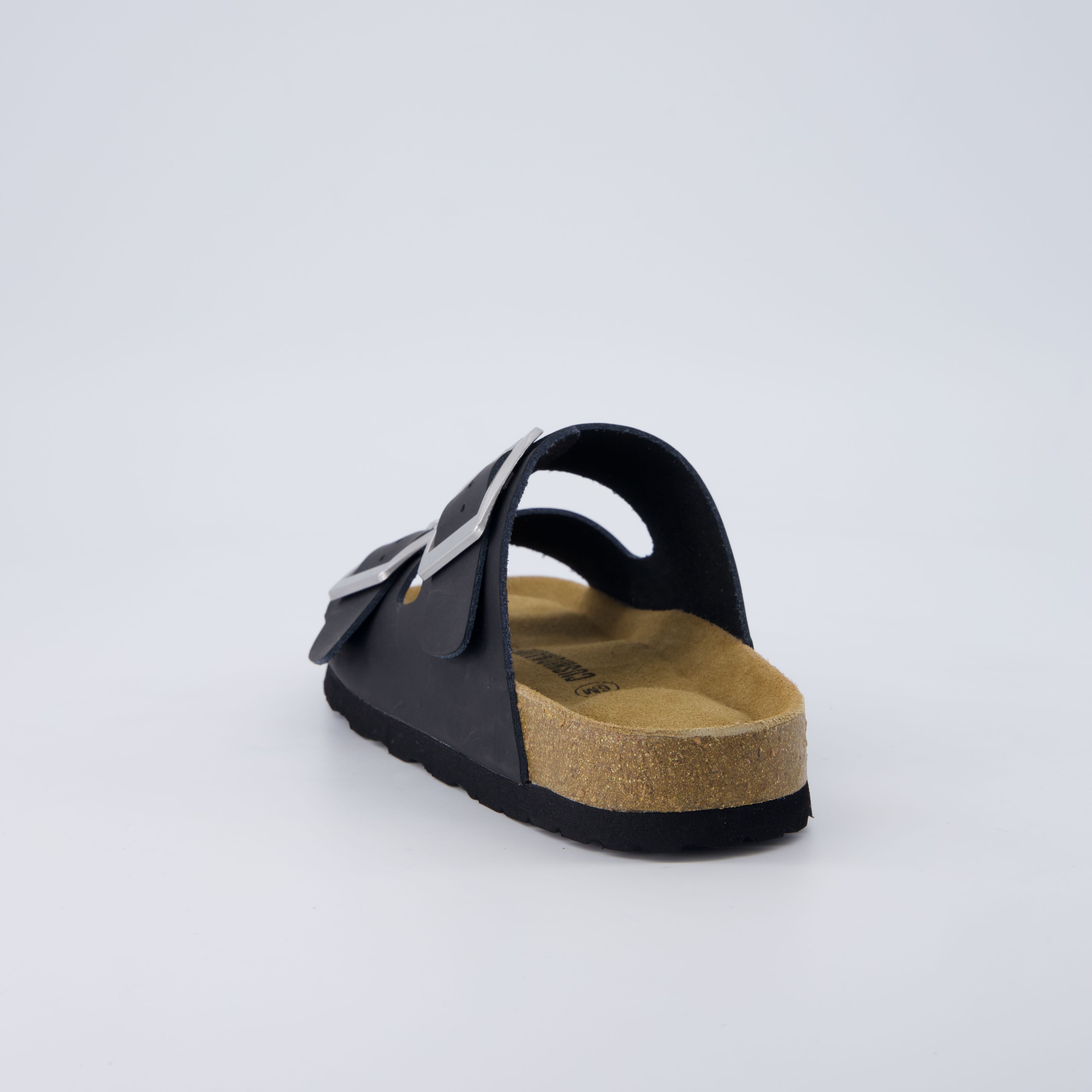 Laz Genuine Suede Slides Black