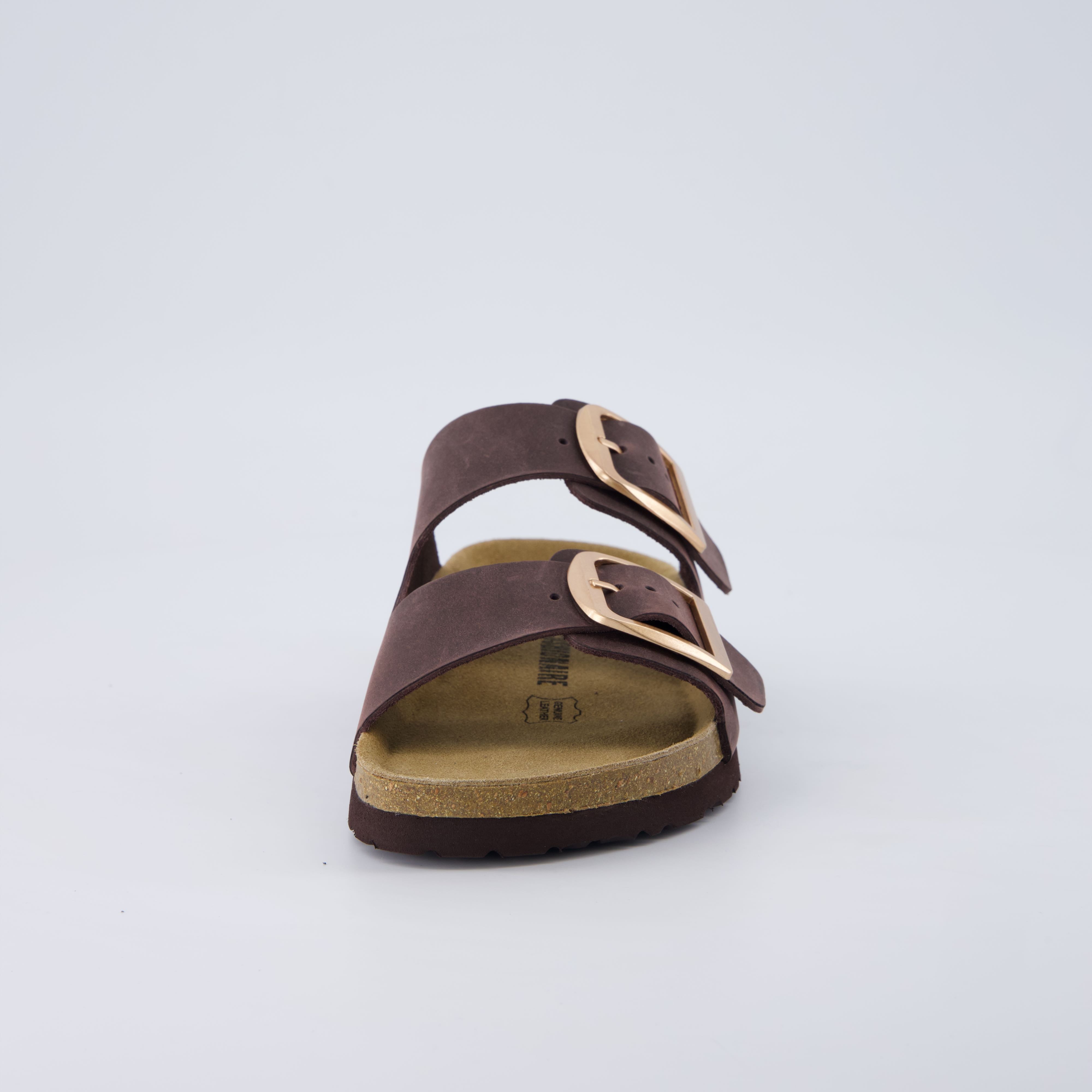 Laz Genuine Suede Slides Chocolate