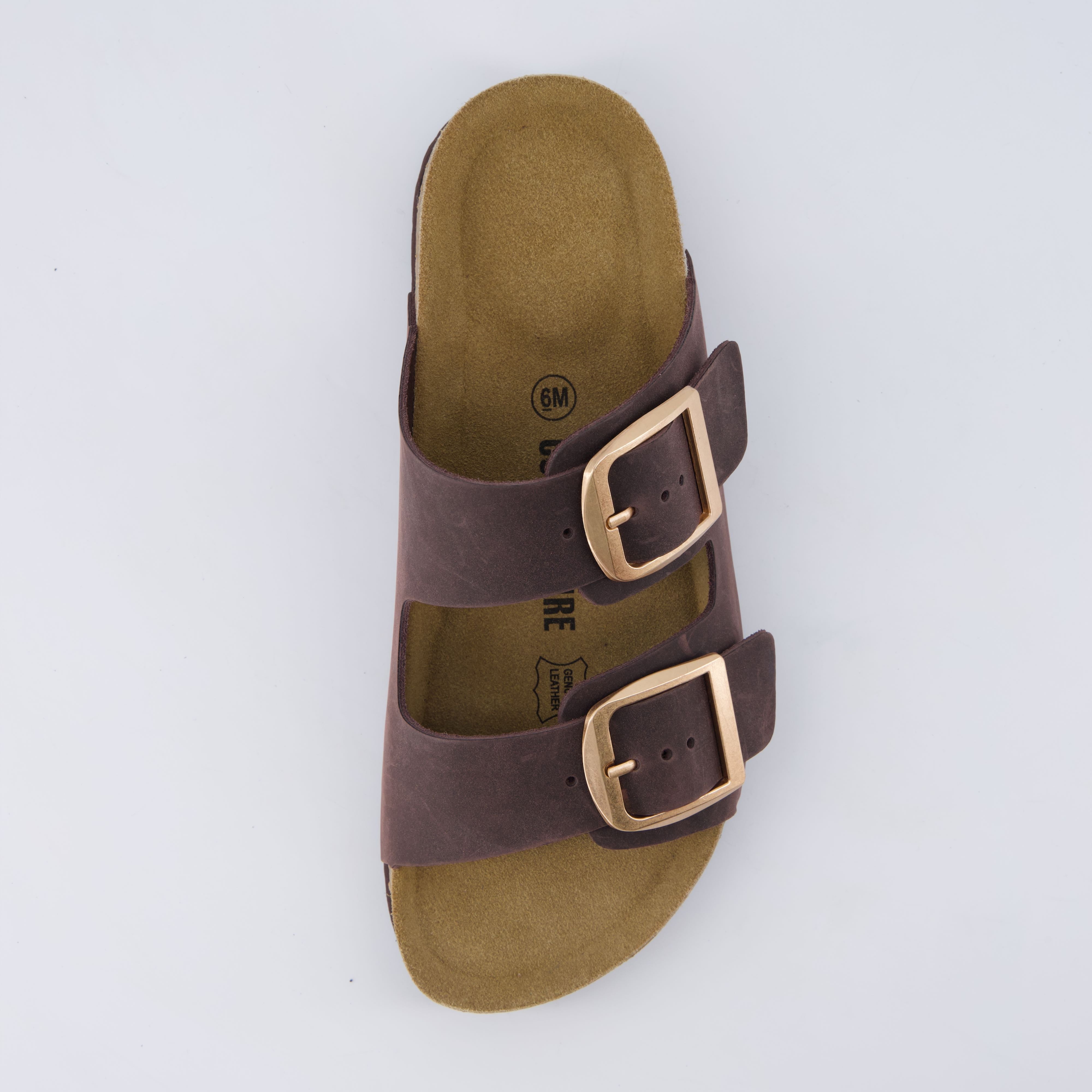 Laz Genuine Suede Slides Chocolate