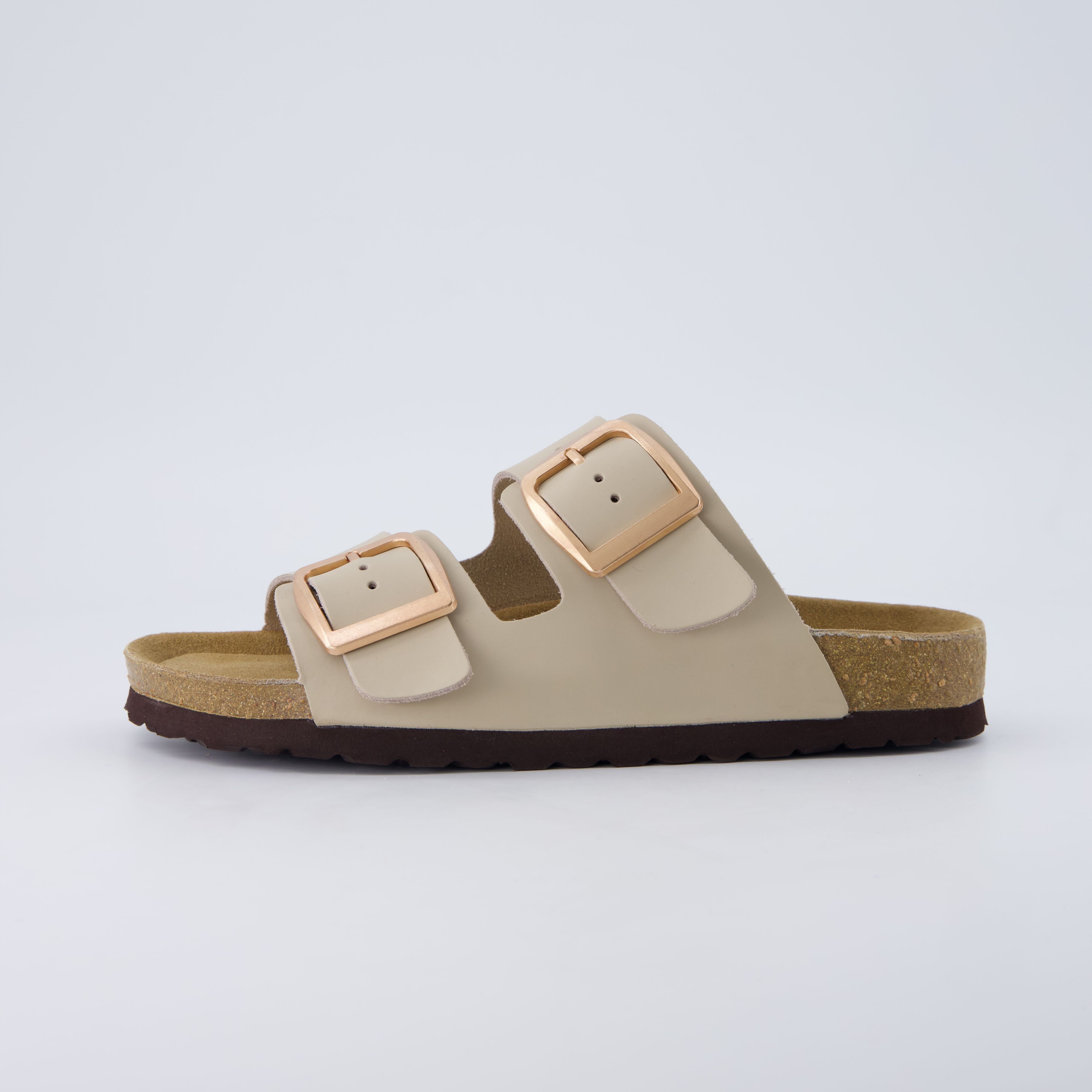 Laz Genuine Suede Slides Stone
