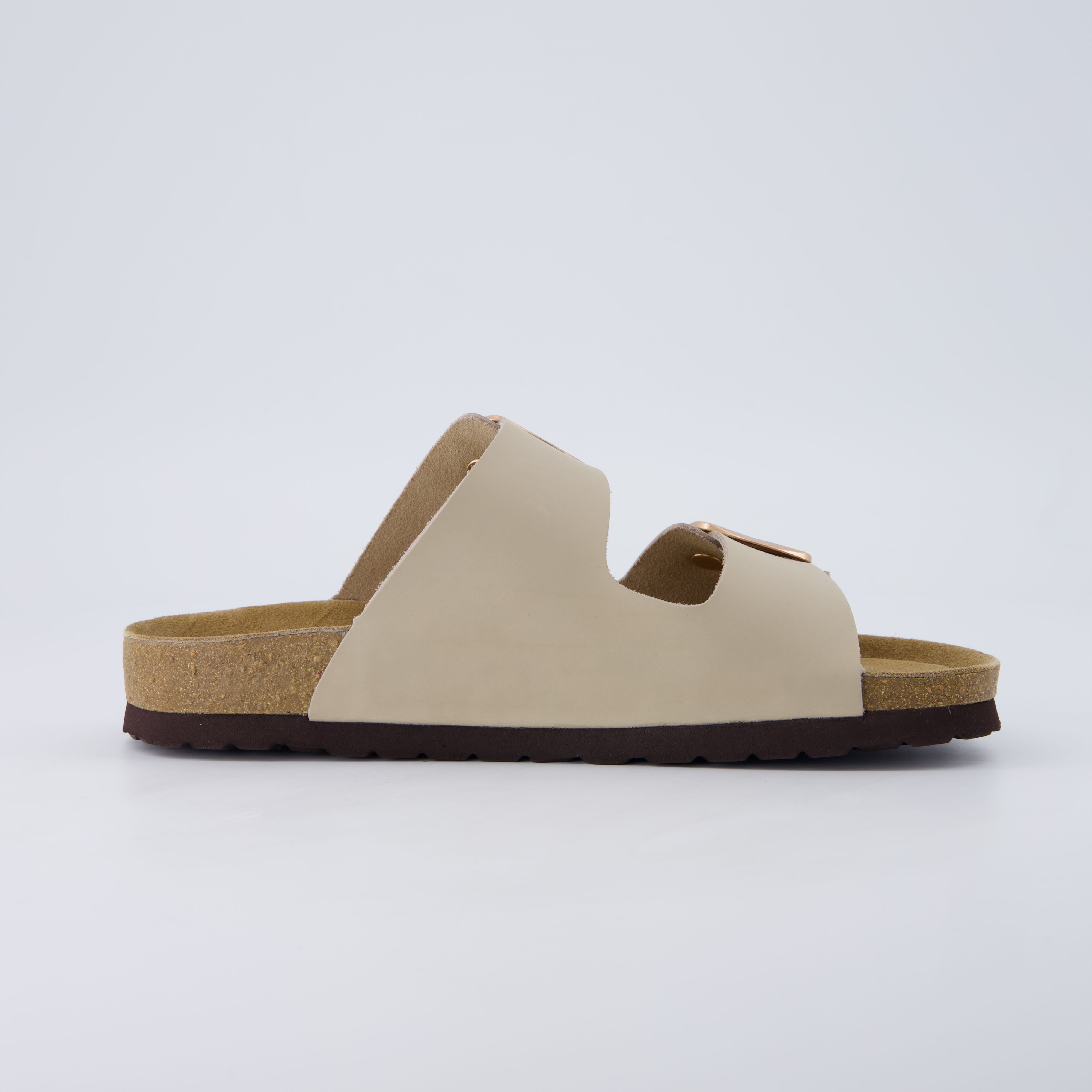 Laz Genuine Suede Slides Stone