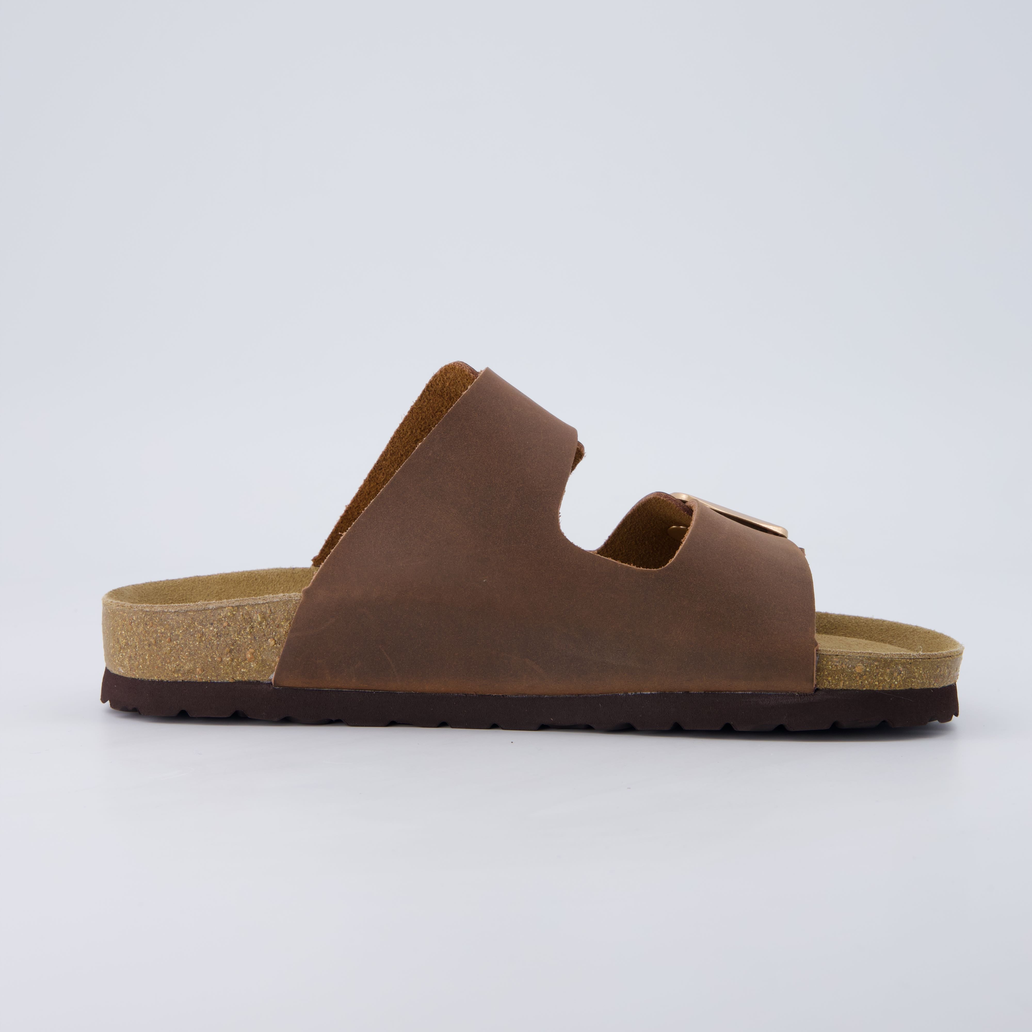 Laz Genuine Suede Slides Tobacco