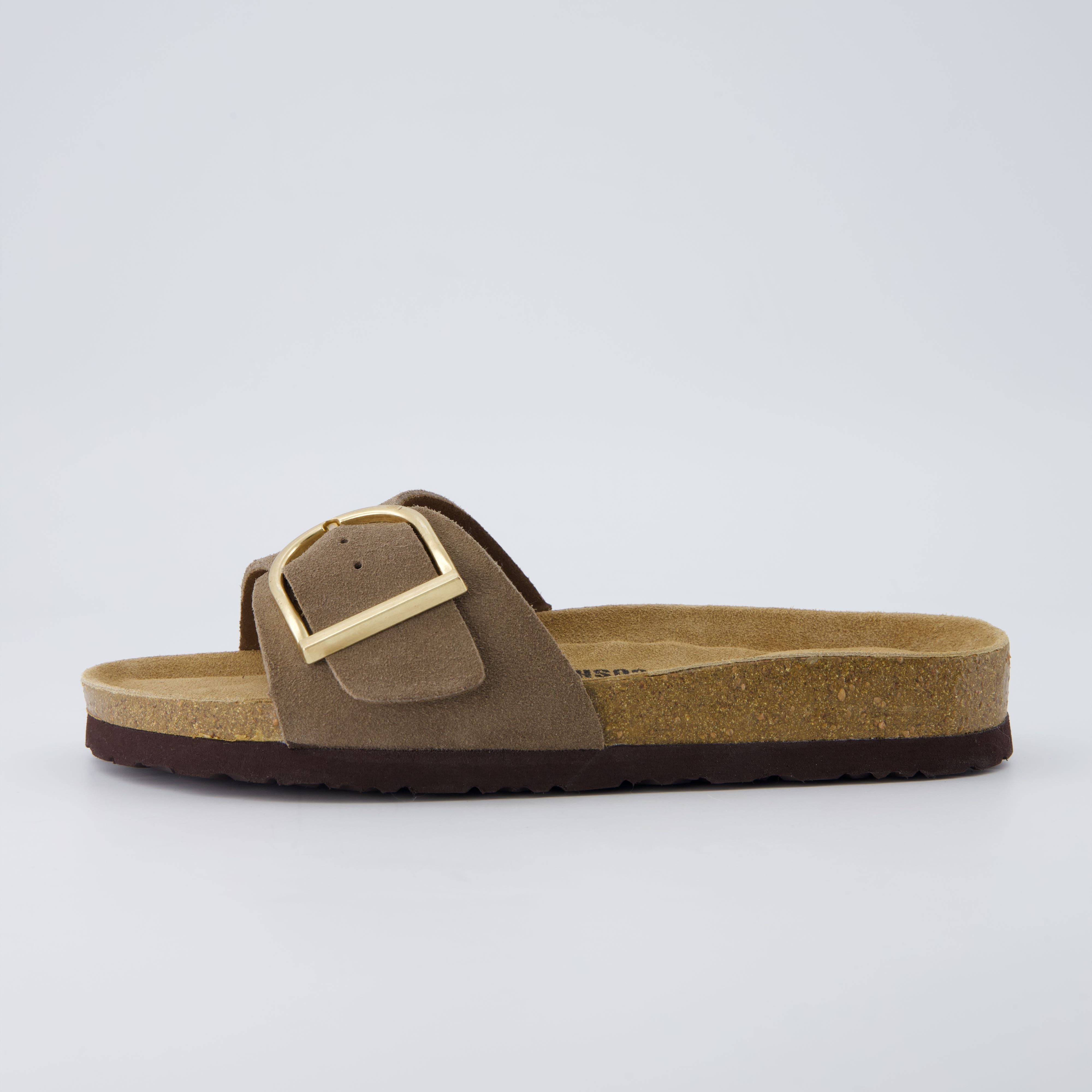 Leeds Leather Slide Sandals Moss