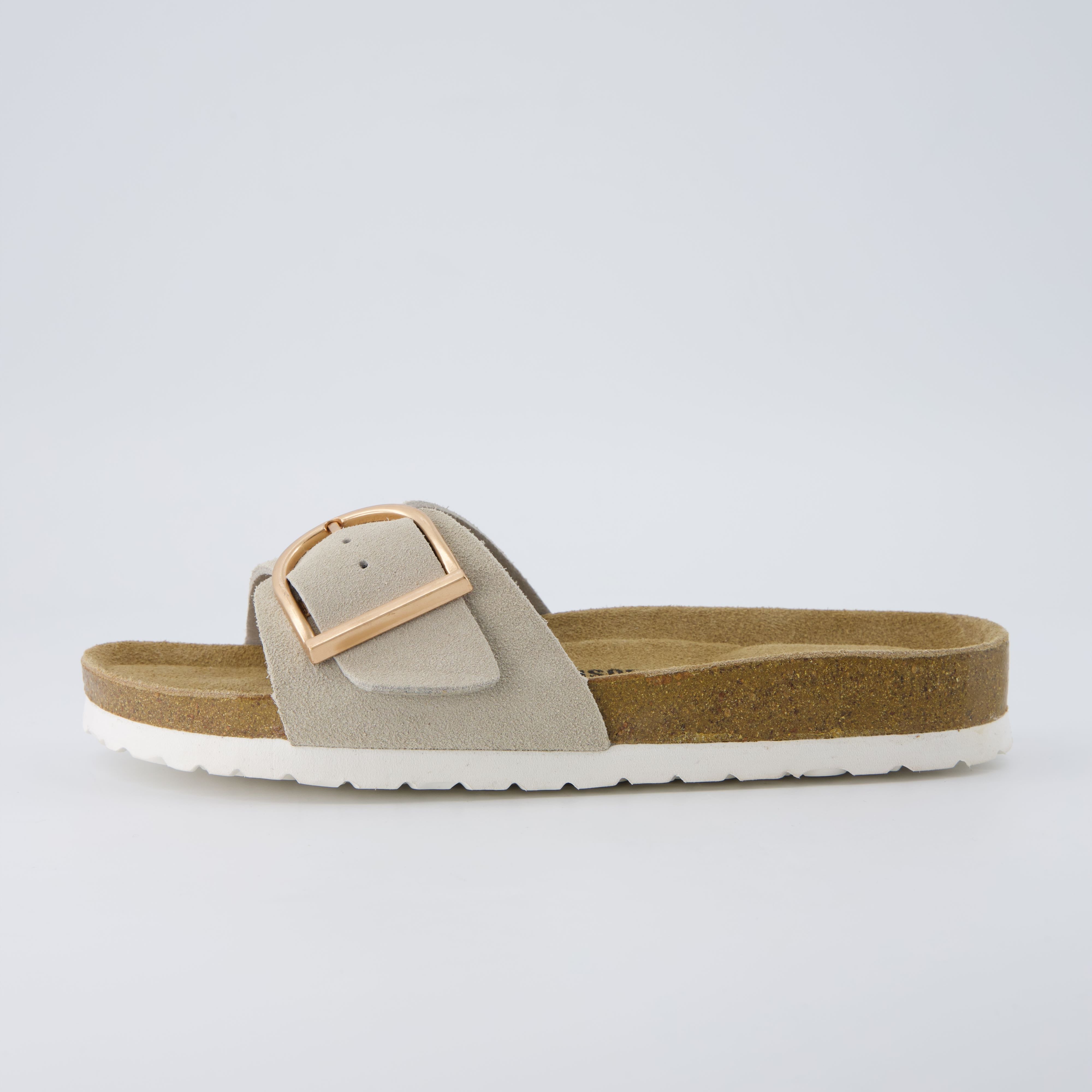 Leeds Leather Slide Sandals Stone
