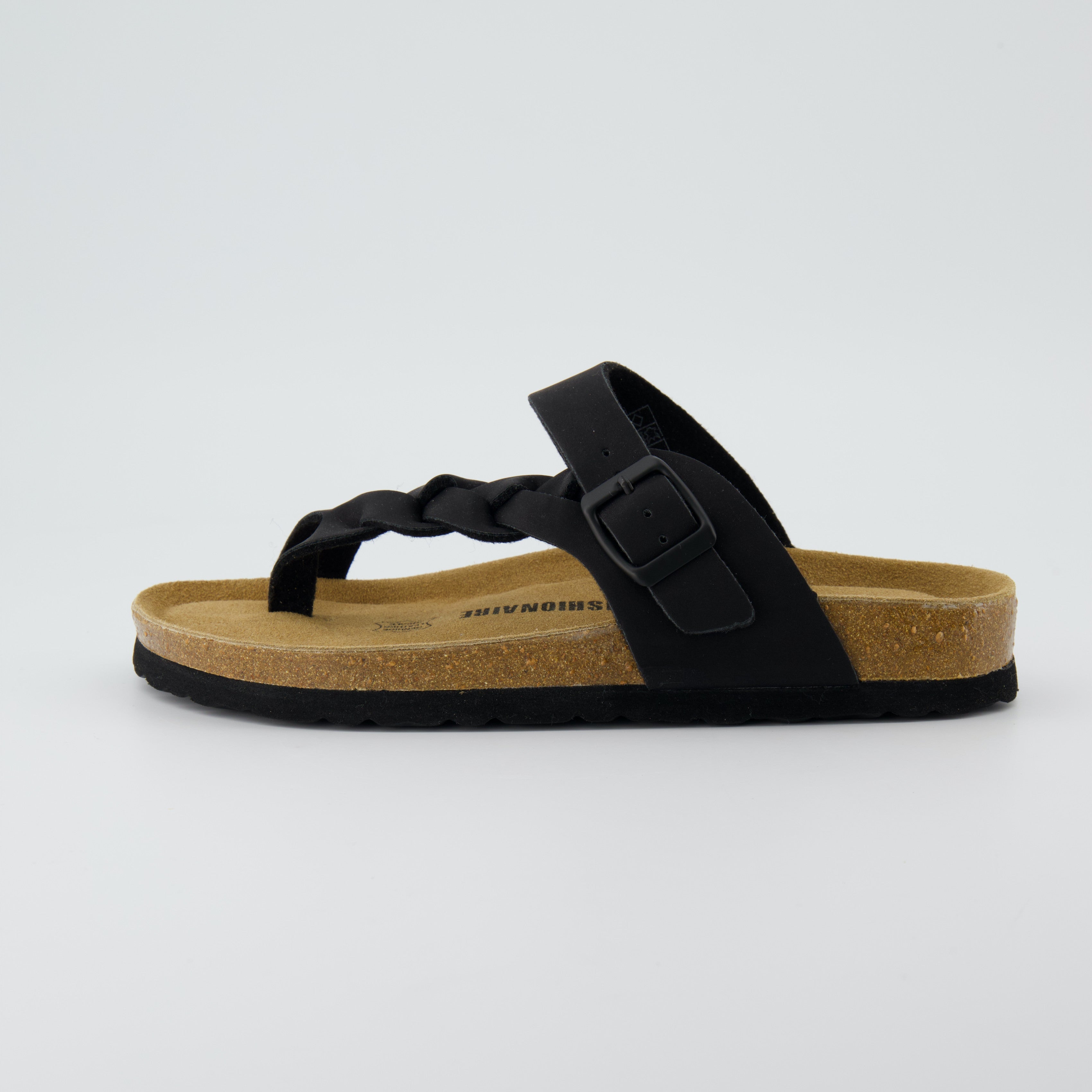 Libby Cork Footbed Thong Sandal Black