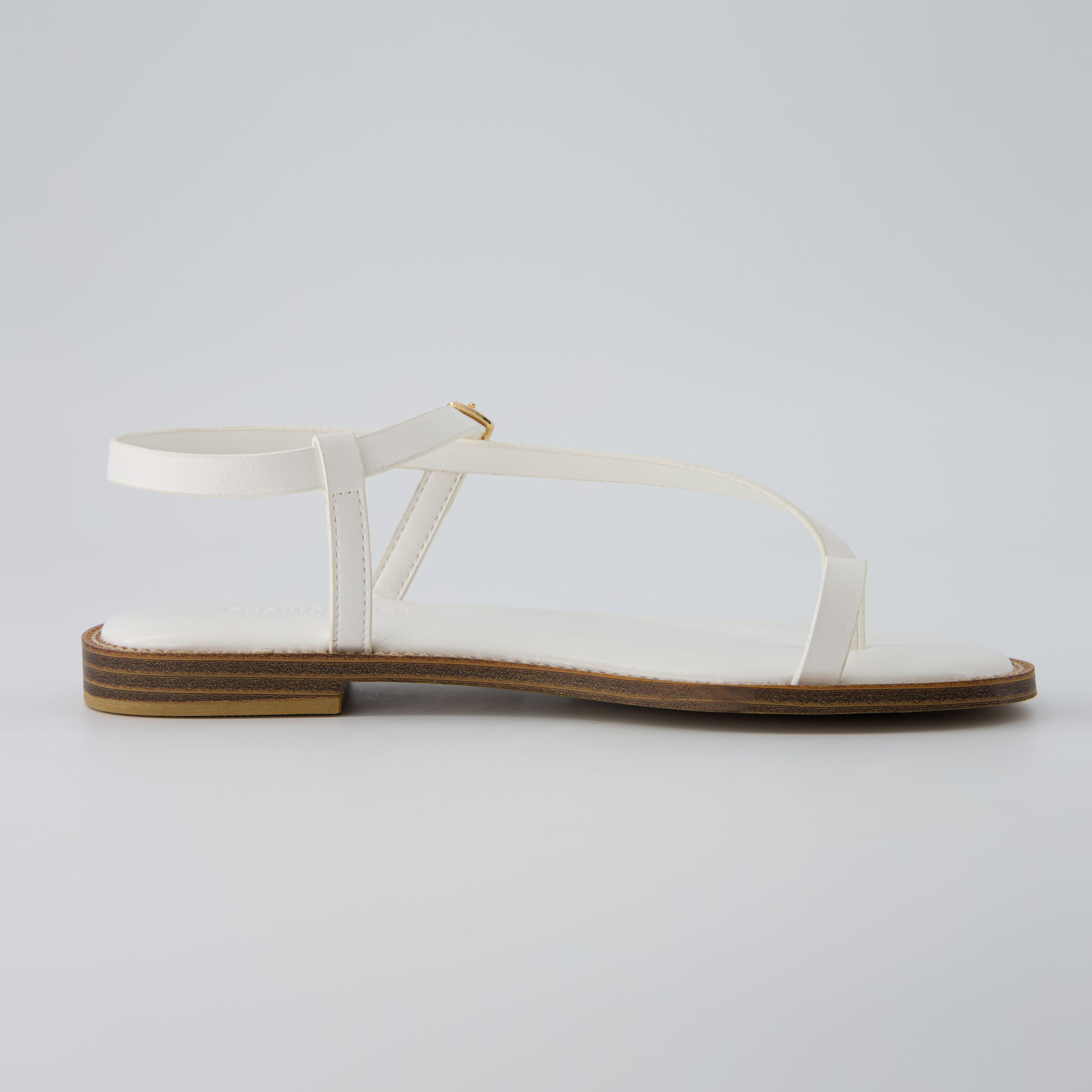 Life Strappy Flat Sandals White Medium