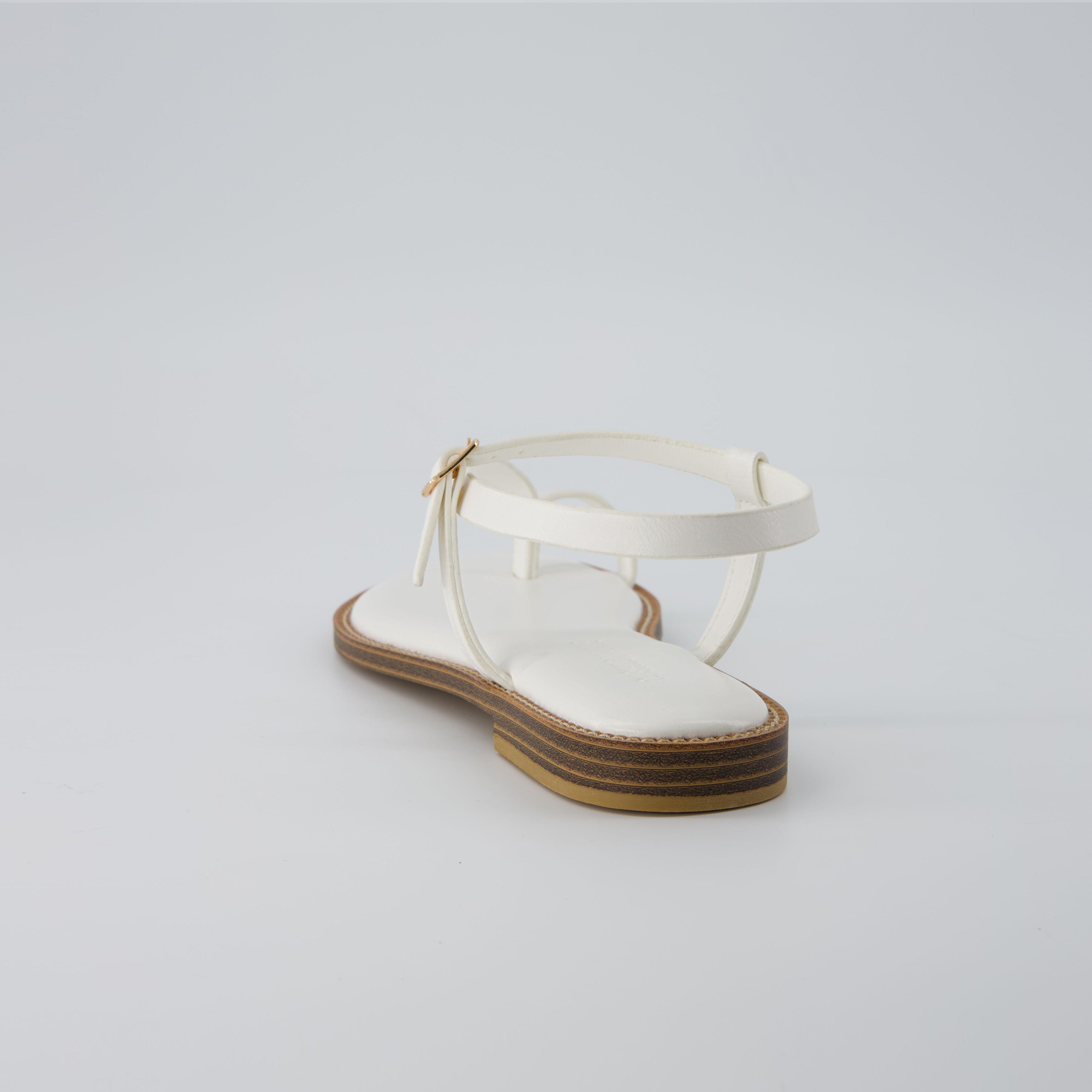 Life Strappy Flat Sandals White Medium