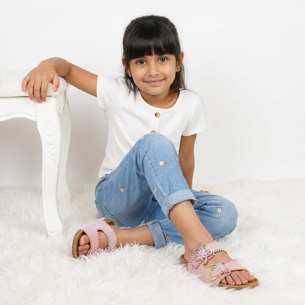 Lily Girl Toddler Sandals Pink Embellish Medium