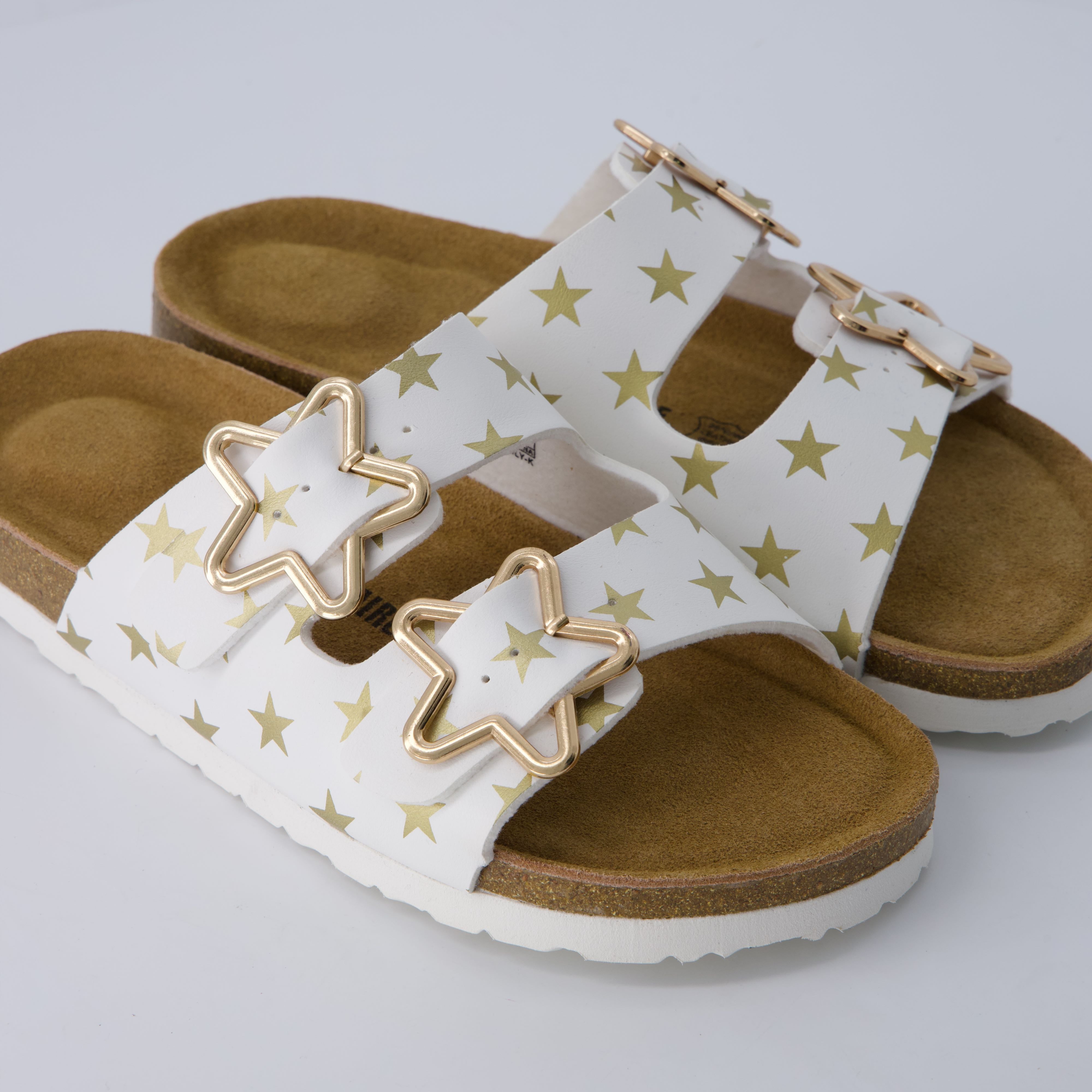 Lily Girl Toddler Sandals White Print Medium