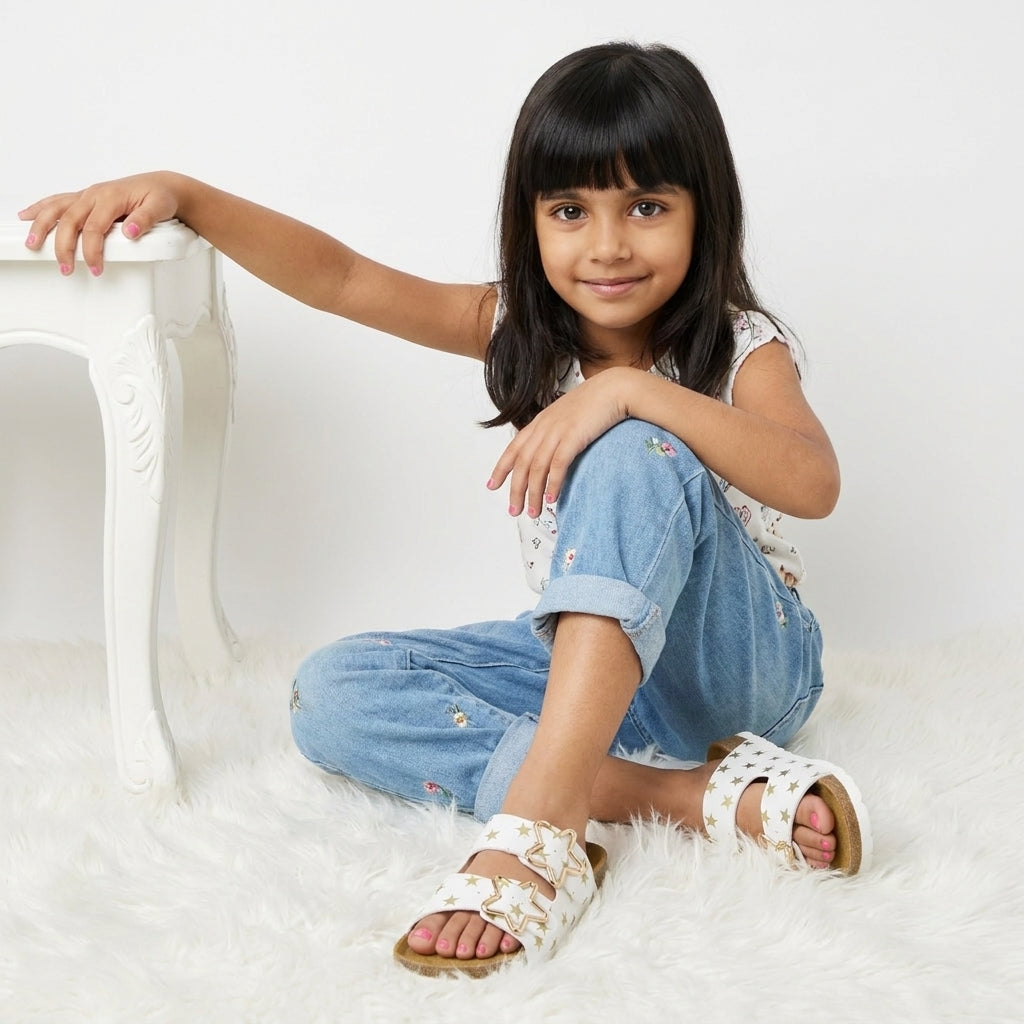 Lily Girl Toddler Sandals White Print Medium