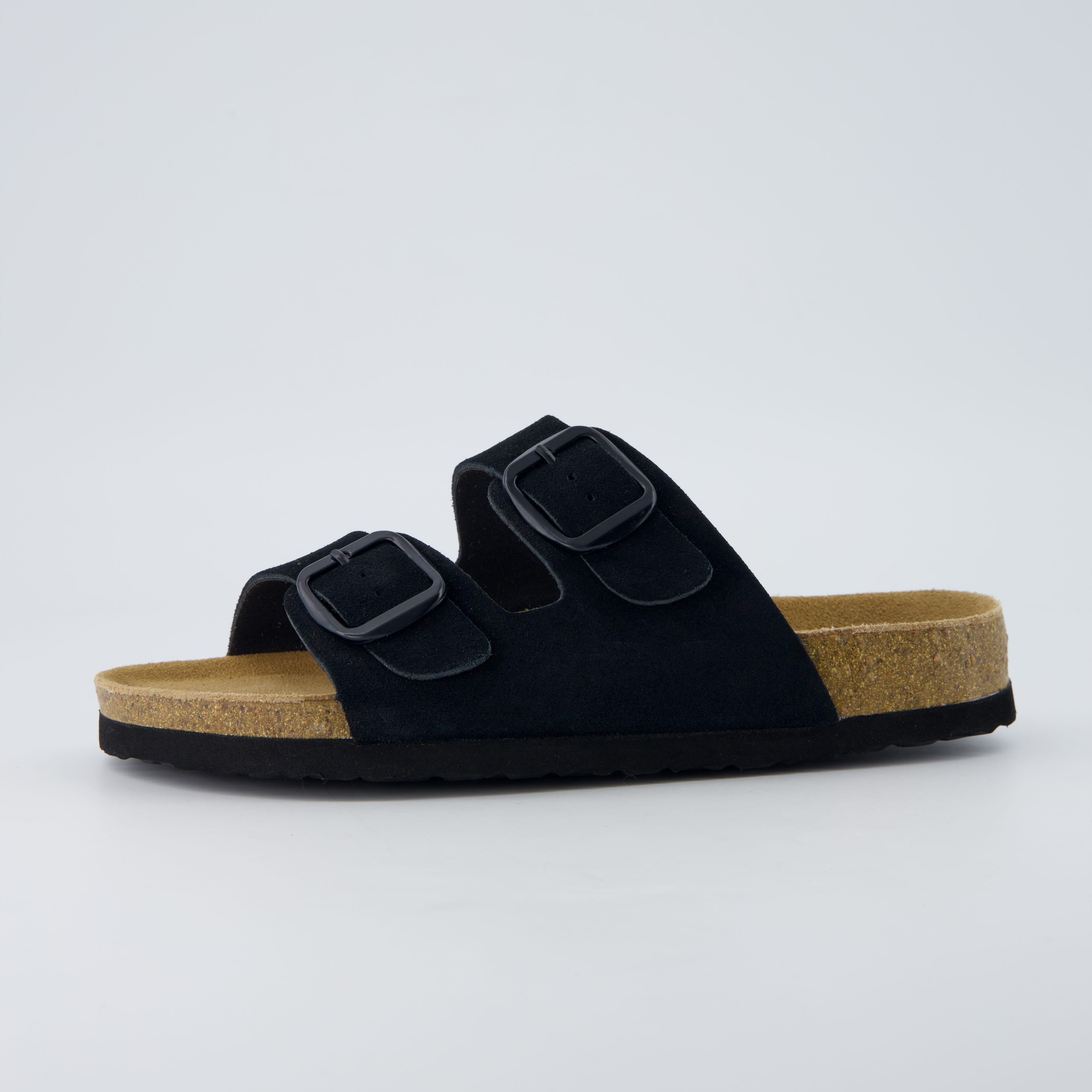 Logo Leather Sandal Black