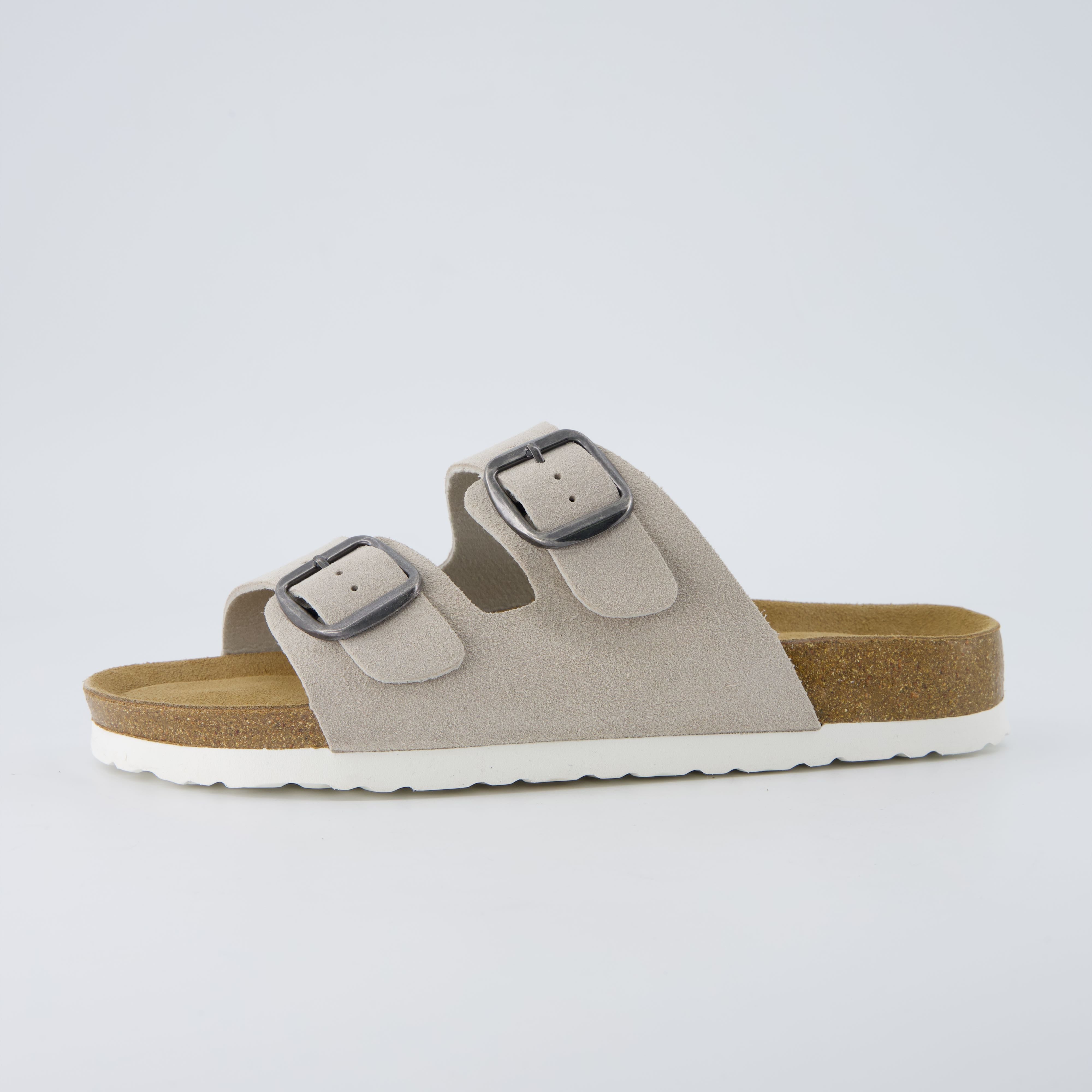 Logo Leather Sandal Stone