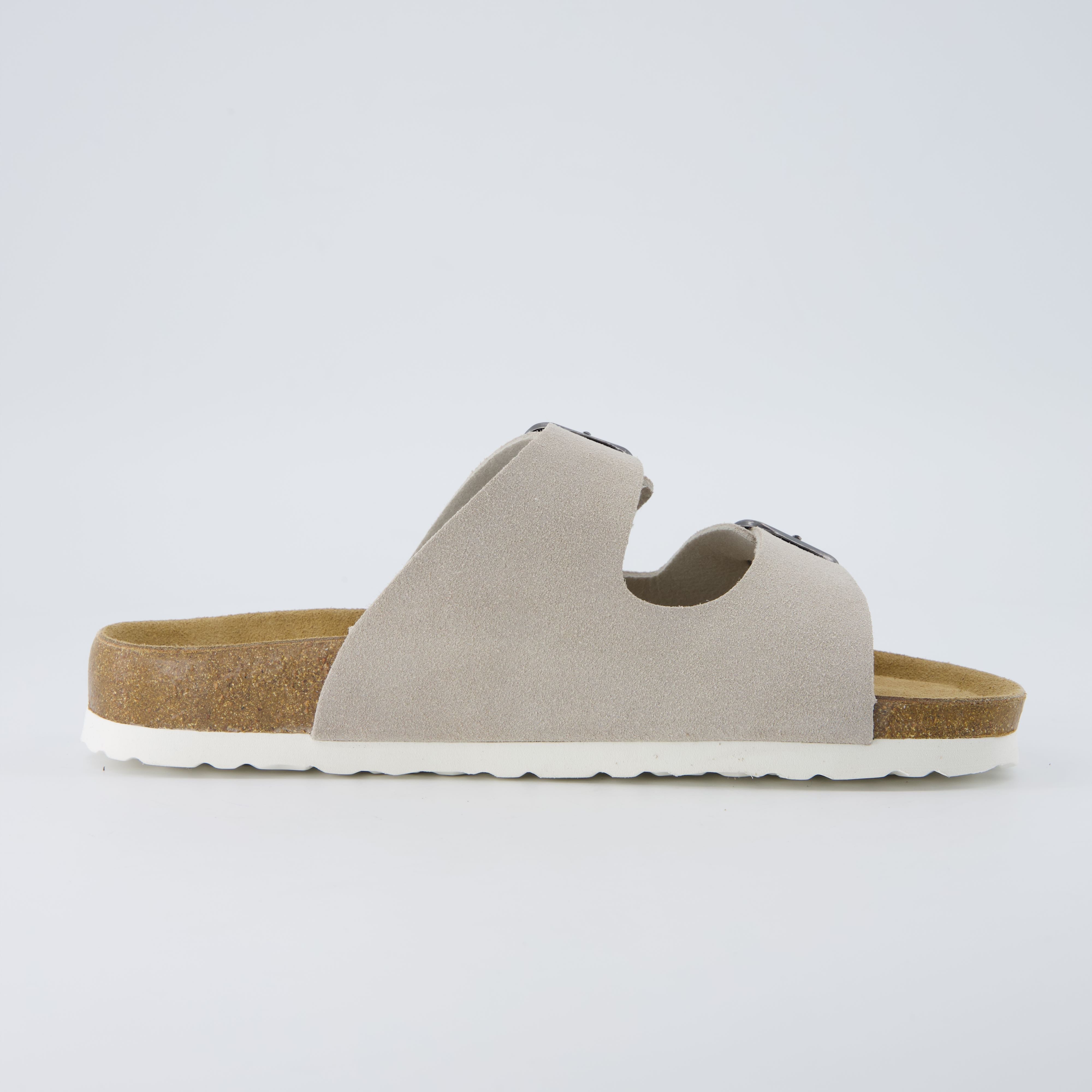 Logo Leather Sandal Stone