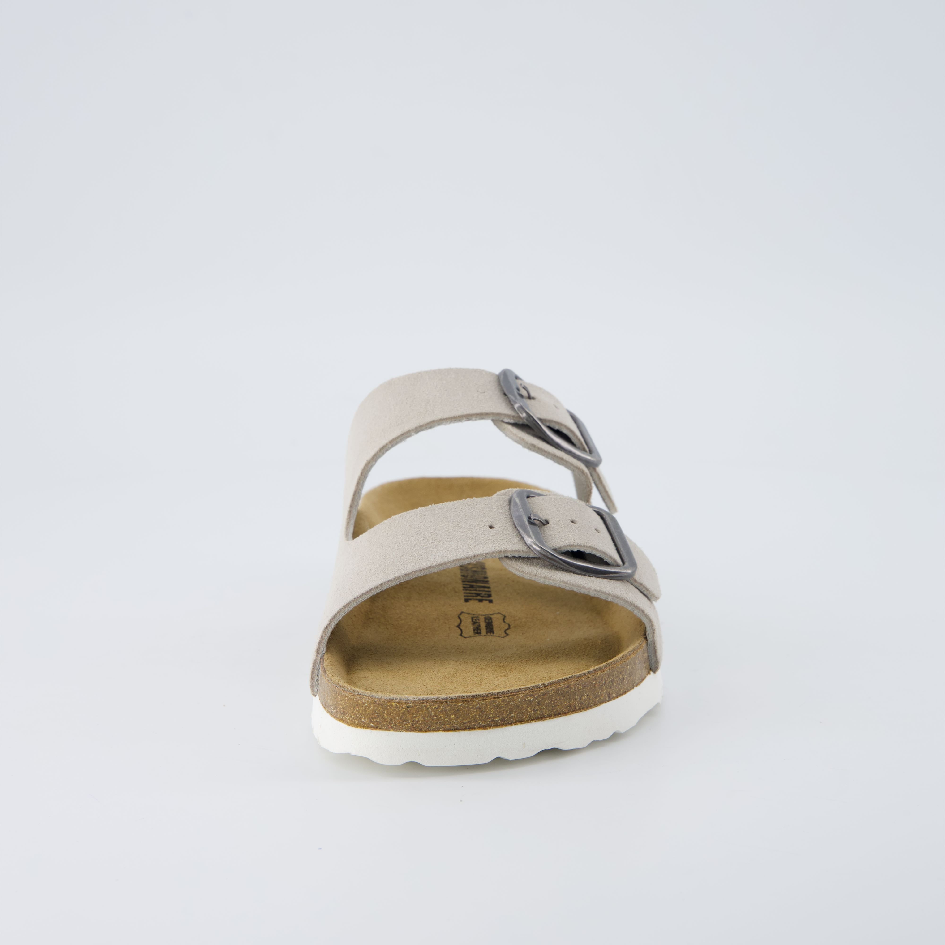 Logo Leather Sandal Stone